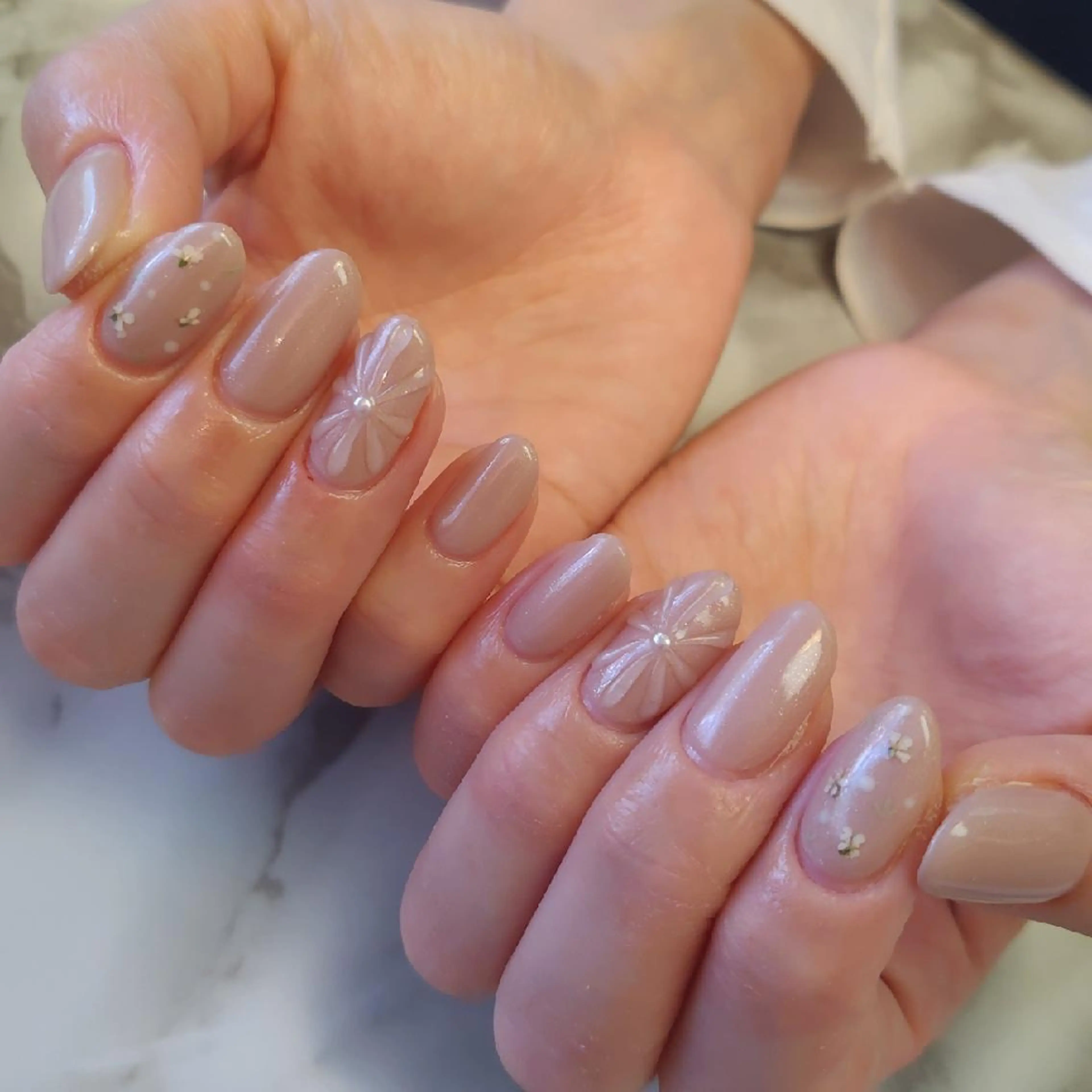 ネイル フラワーネイル ぷっくりネイル ジェヌインネイル 河内のネイルデザイン