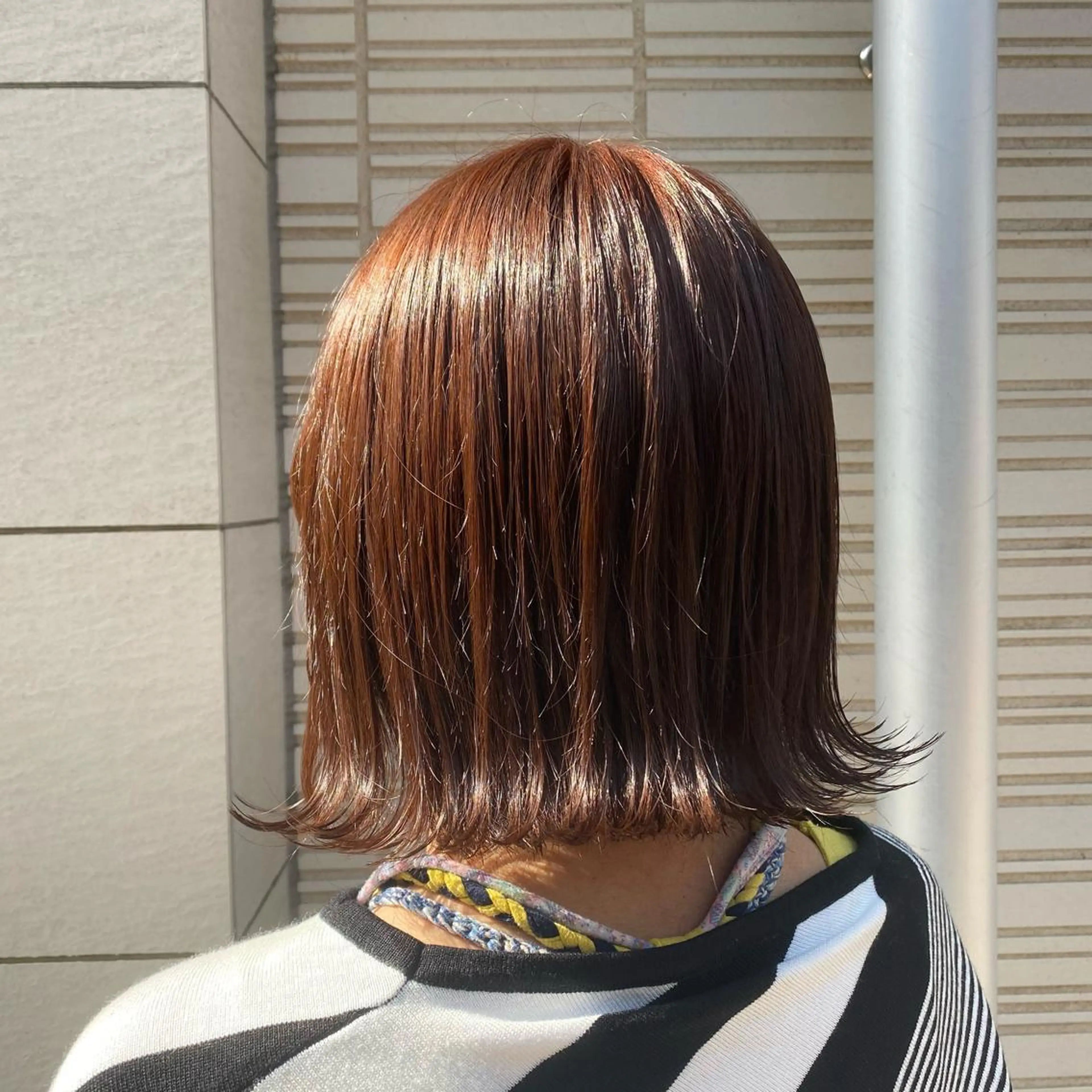 ミディアム カラー ヘアアレンジ ブラウンカラー オレンジ オレンジブラウン ヘアカラー トリートメント ｱｵﾇﾏﾐﾕ☁️ /ボブ/ハイトーン/のヘアスタイル