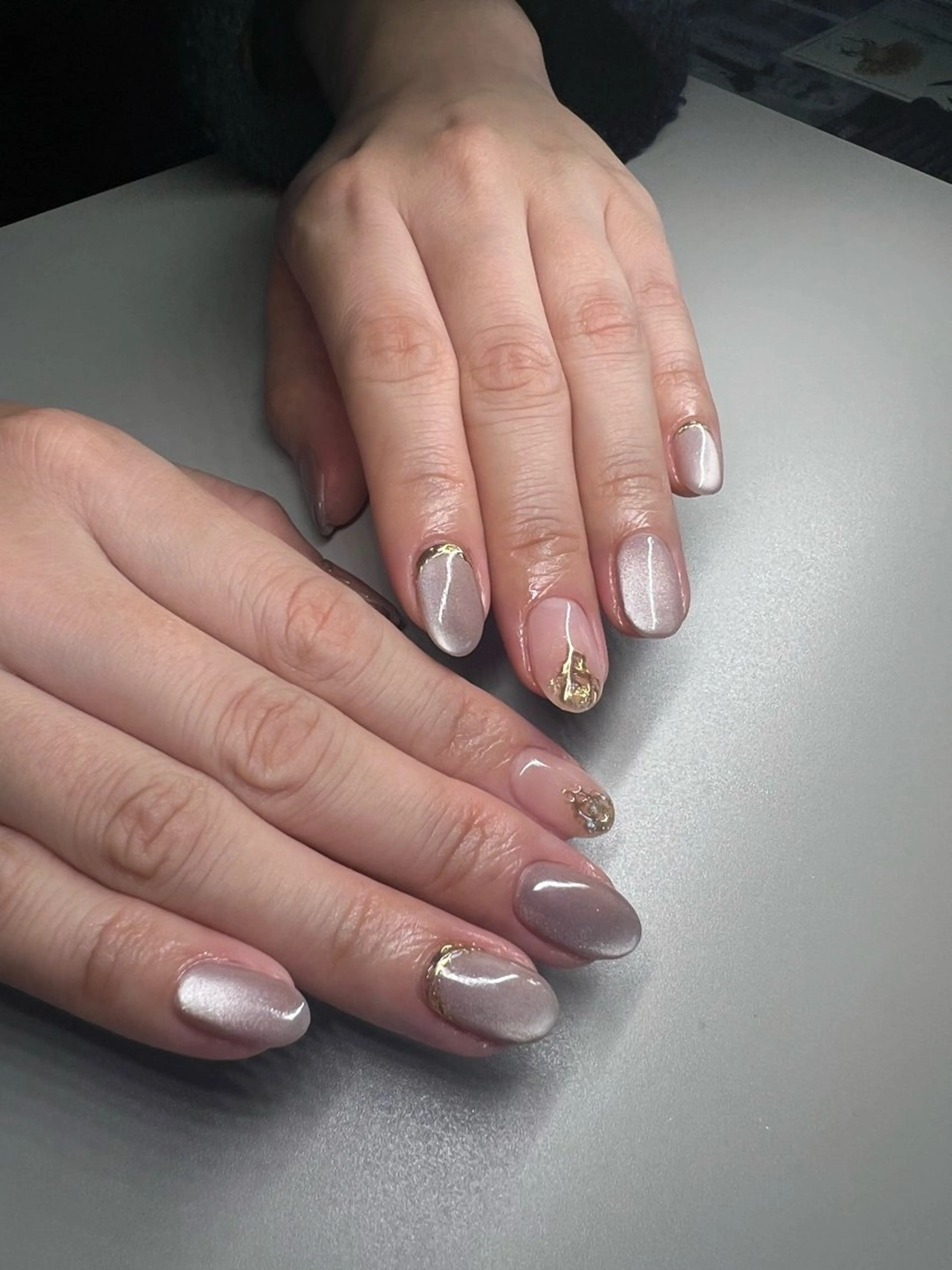 ネイル アートネイル カジュアル マグネットネイル ミラーネイル toki 横浜✨天王町のネイルデザイン