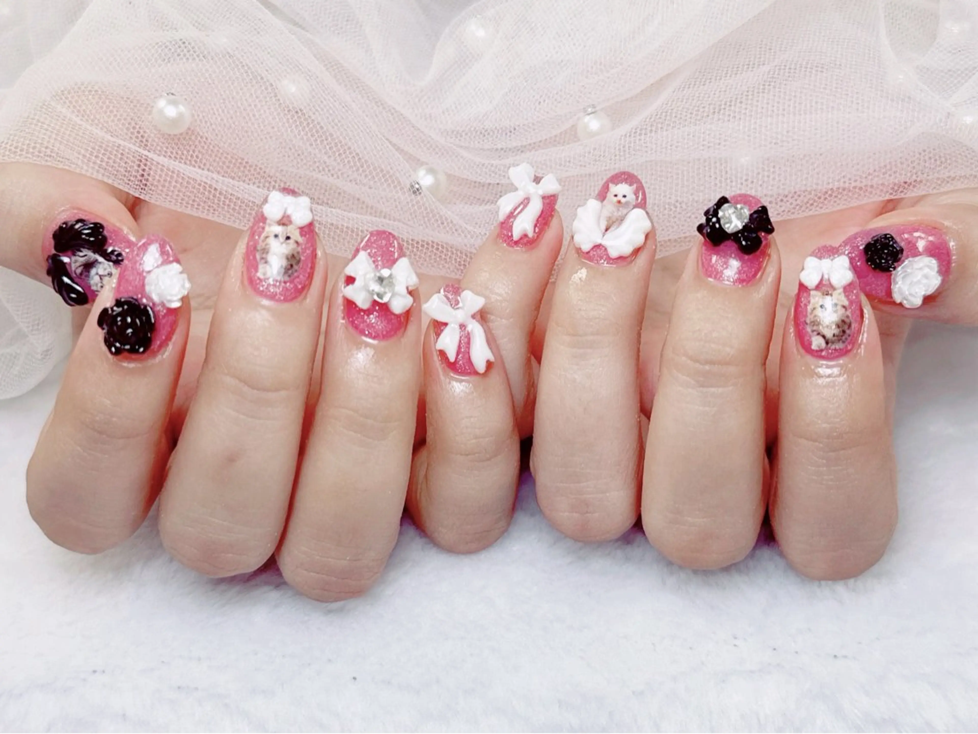 ネイル フレンチネイル ジェルネイル ハート 韓国ネイル マグネットネイル ネイルサロン lotusのネイルデザイン