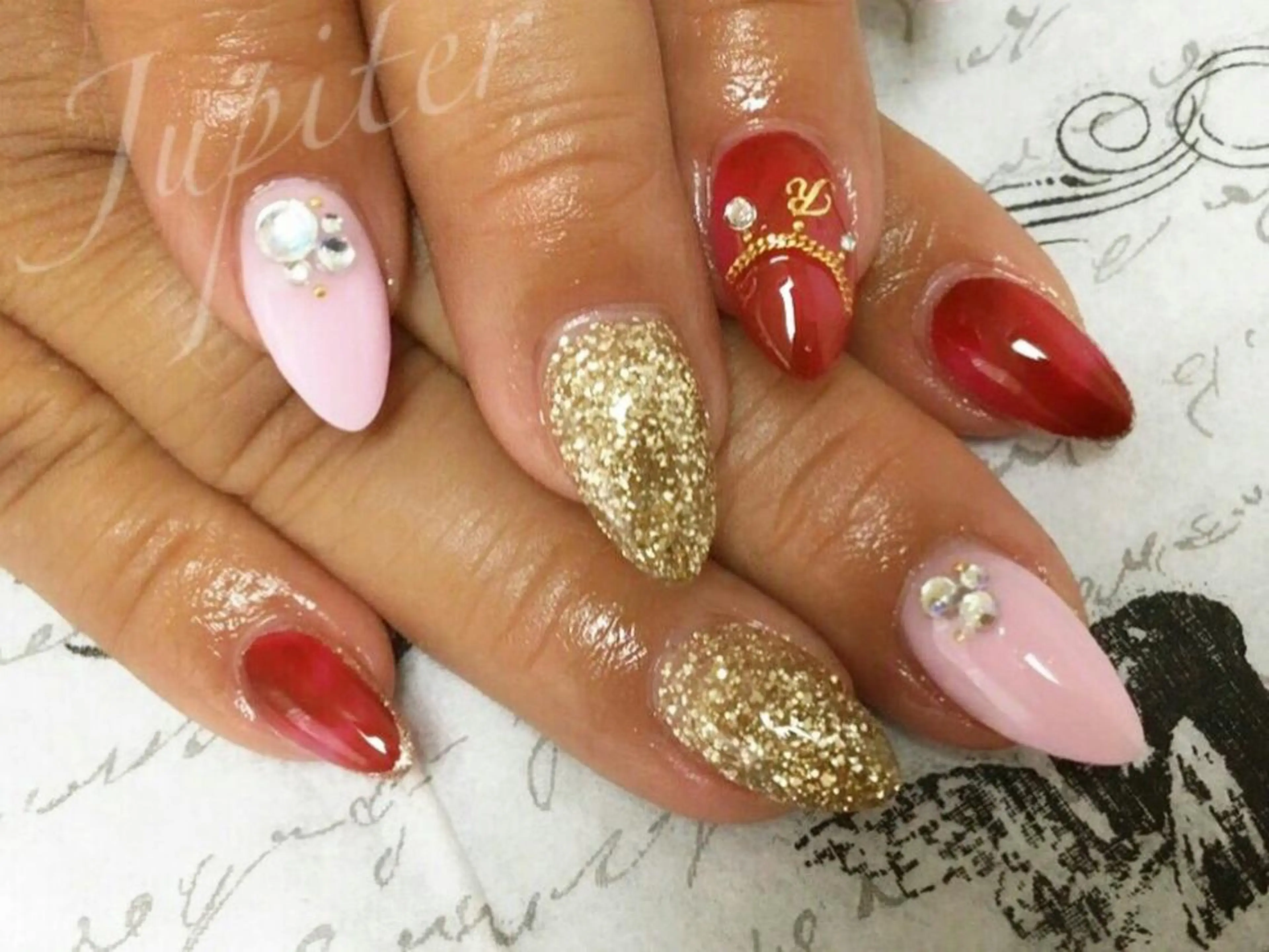 ネイル べっ甲ネイル 赤色 スカルプネイル PrivateSalon Jupiter所属・Jupiter .のネイルデザイン