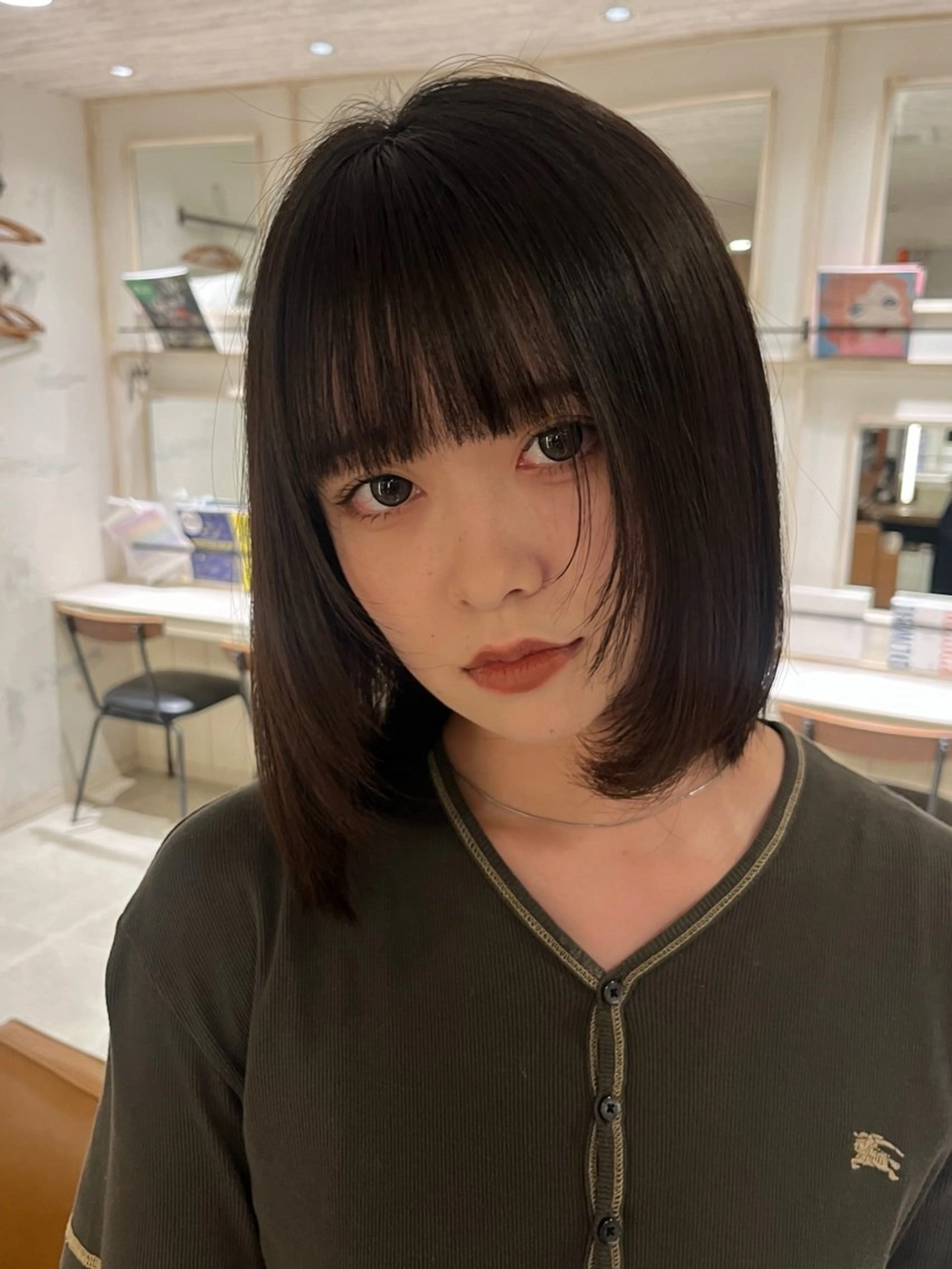 セミロング 顔まわりレイヤー レイヤーカット カット bococa / マナカのヘアスタイル