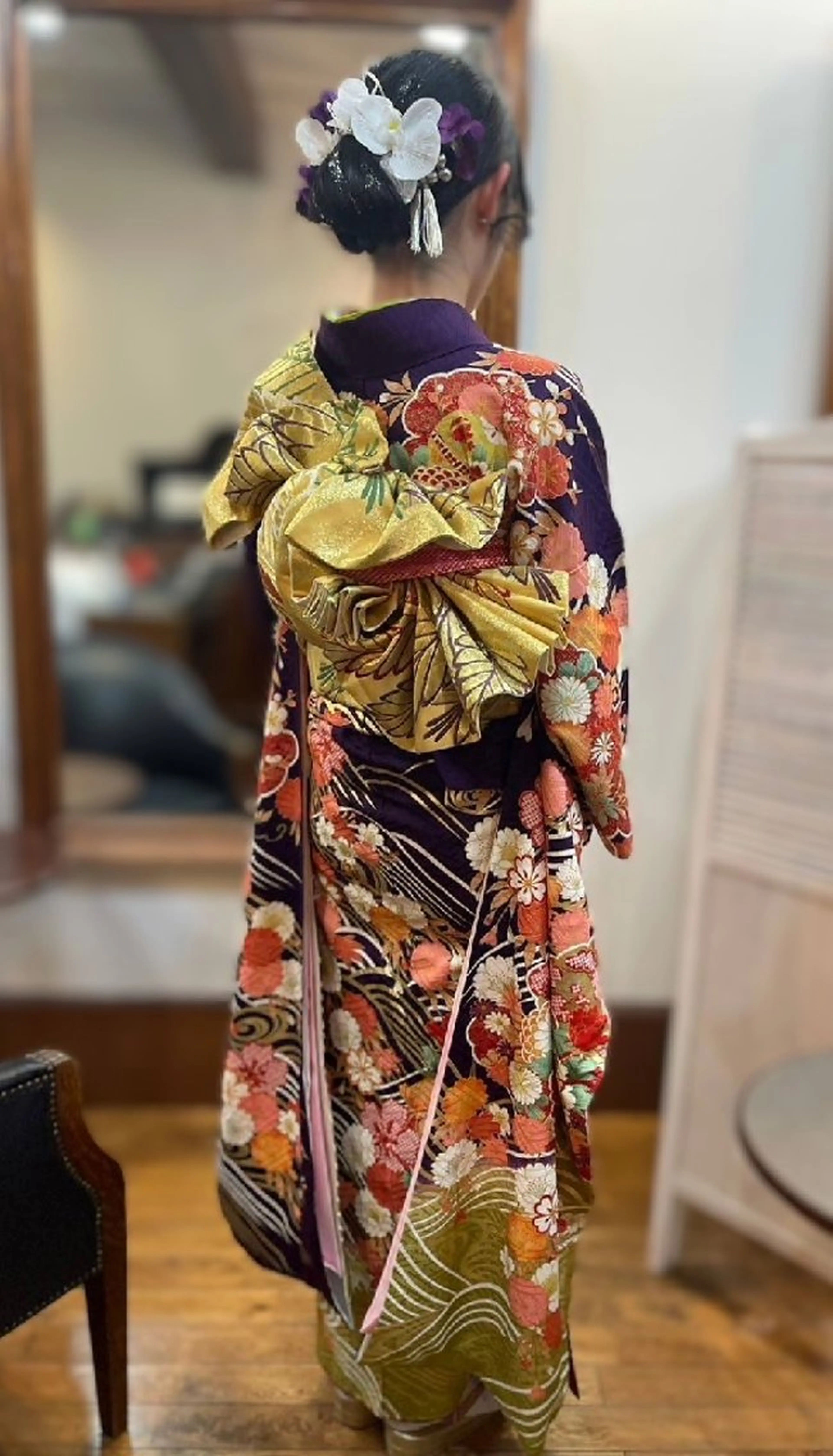 成人式当日振袖着付けの写真