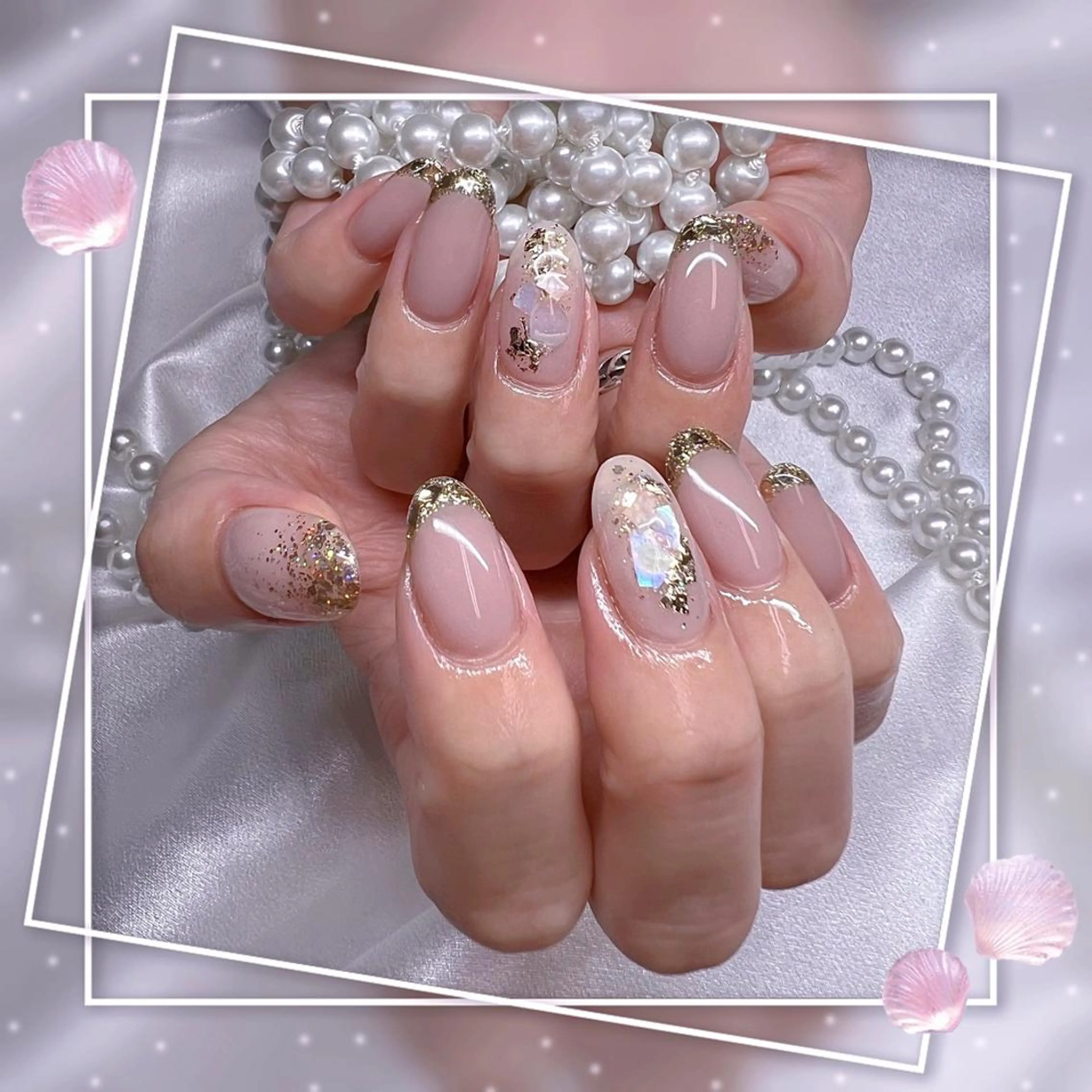 ネイル フレンチネイル キラキラネイル 韓国ネイル マグネットネイル マグネットフレンチ ハンドネイル ハンドケア Chill Nailsalonのネイルデザイン