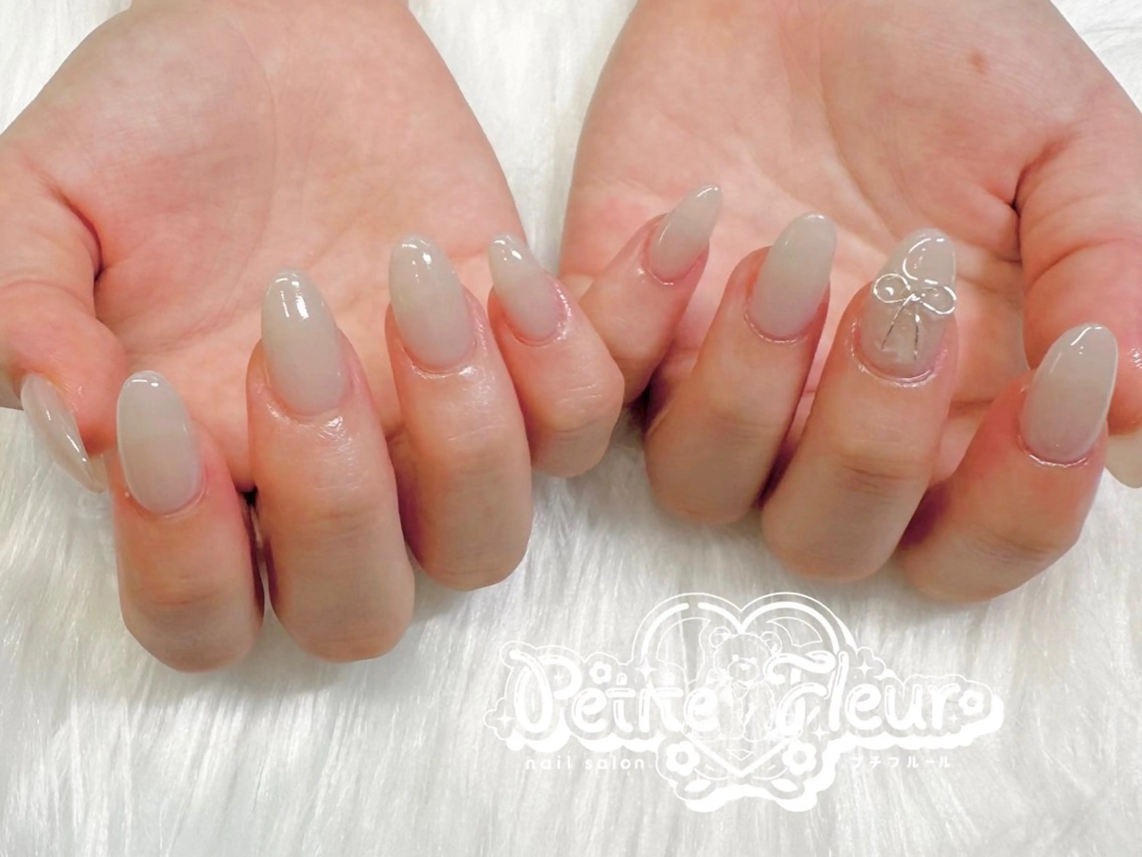 ネイル ワンカラーネイル リボン スカルプネイル ハンドネイル ❁⃘*。Petite fleur❁⃘*りさのネイルデザイン