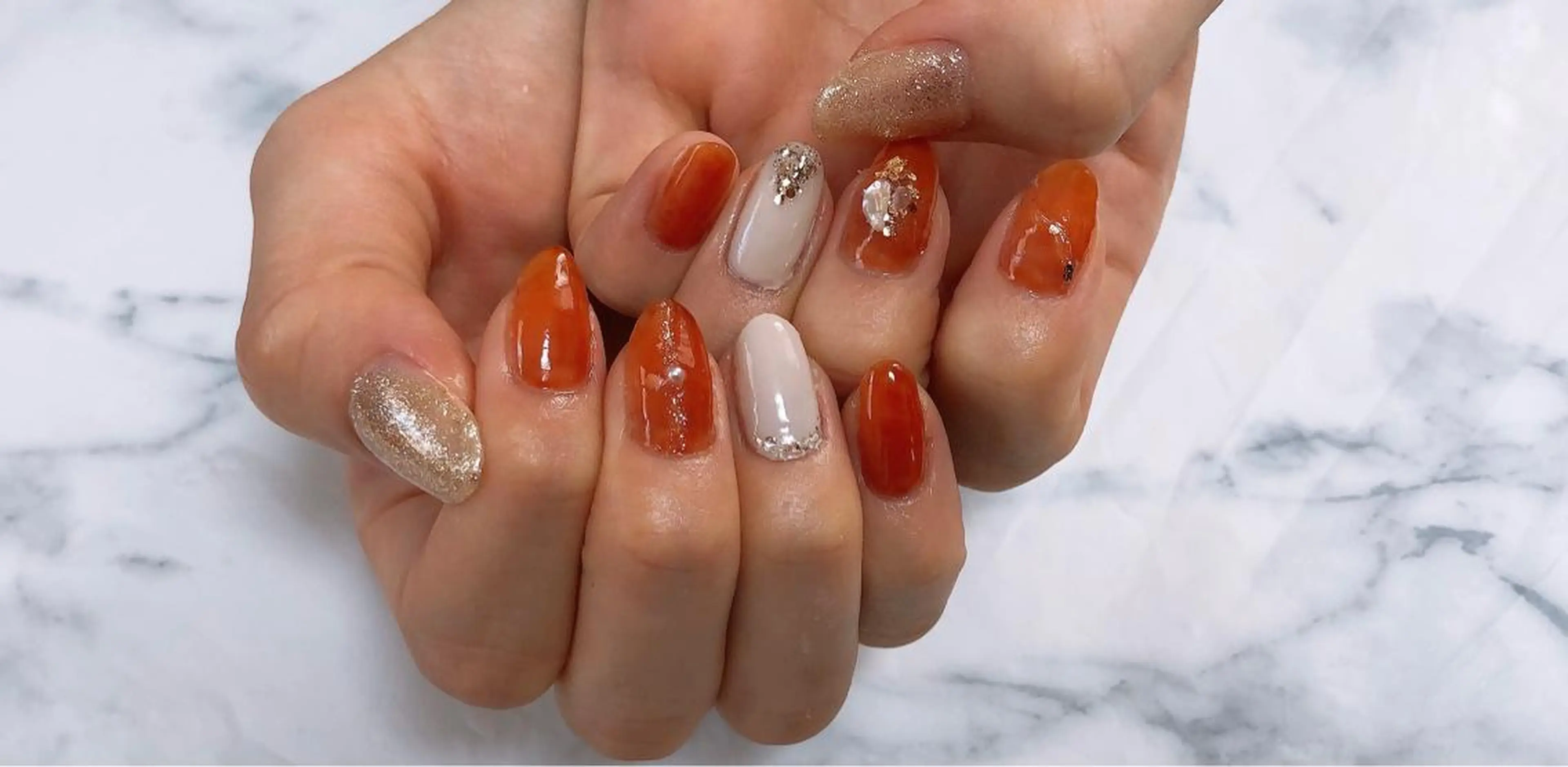 ネイル 持ち込み ニュアンスネイル オレンジ felice nailのネイルデザイン