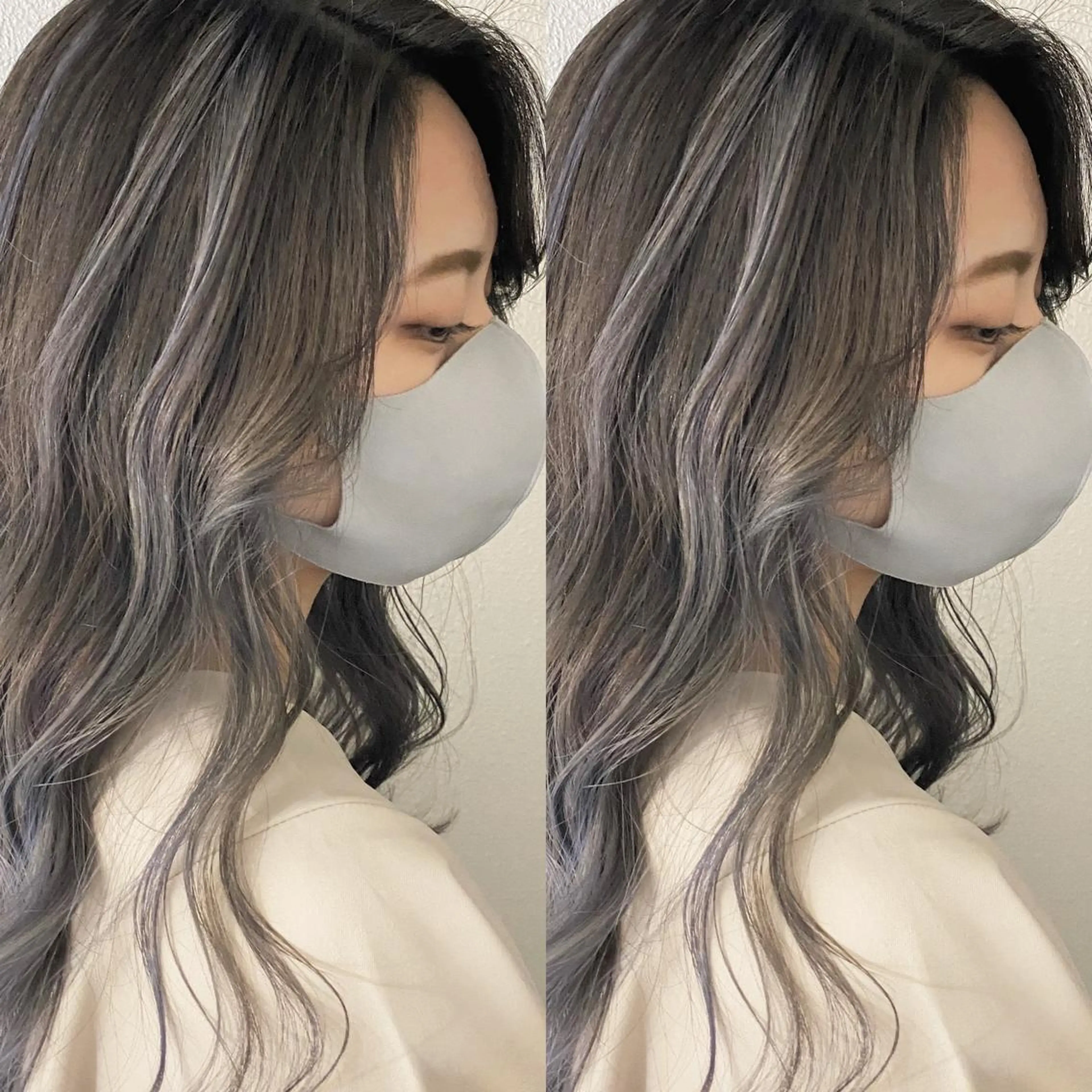 ミディアム カラー ブリーチ グレージュ ハイライトカラー シルバー ハイライト しゅうさん🍝 麻田秀太郎のヘアスタイル