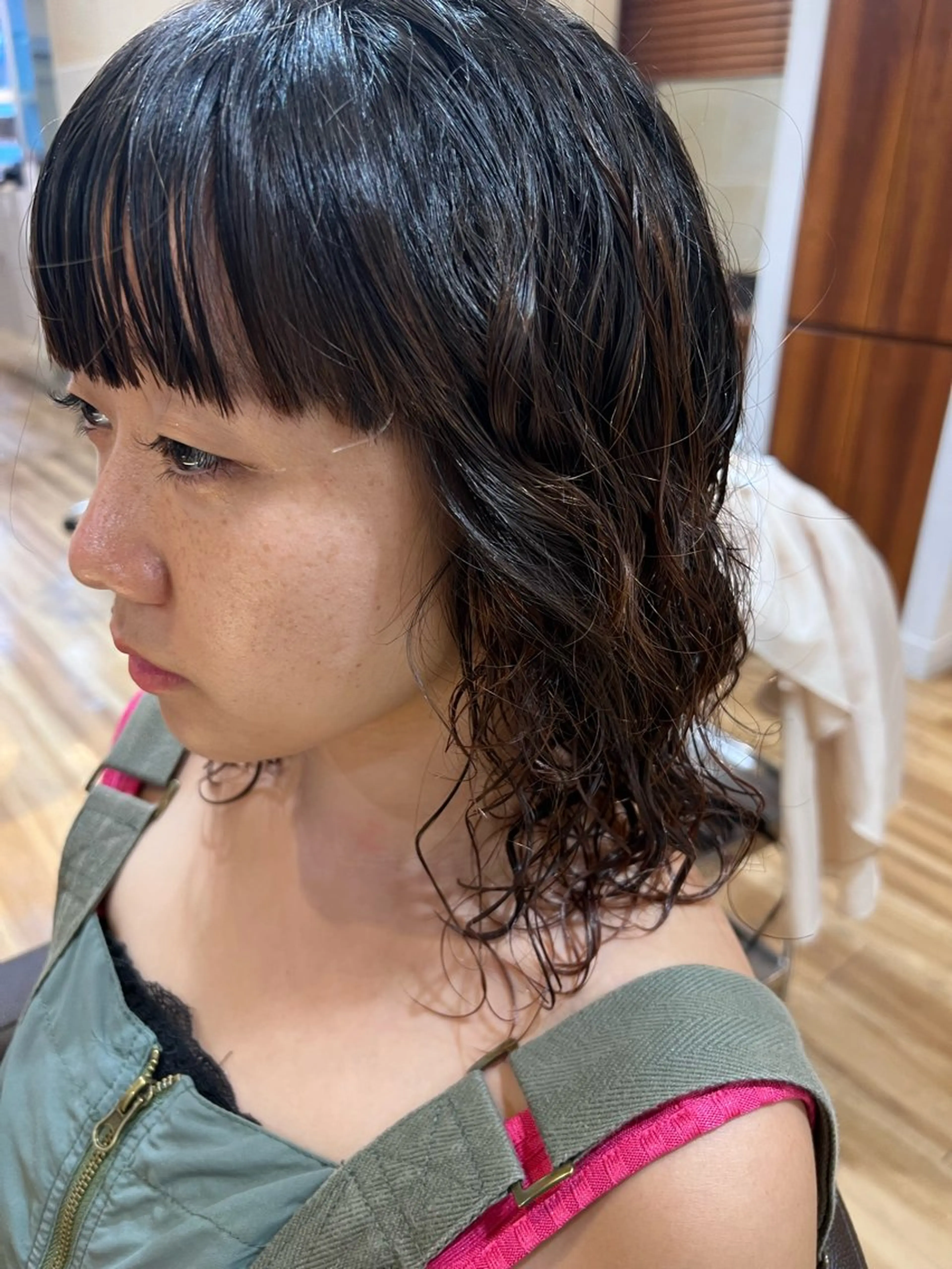 ミディアム パーマ カット パーマ しみず さくら🌸のヘアスタイル