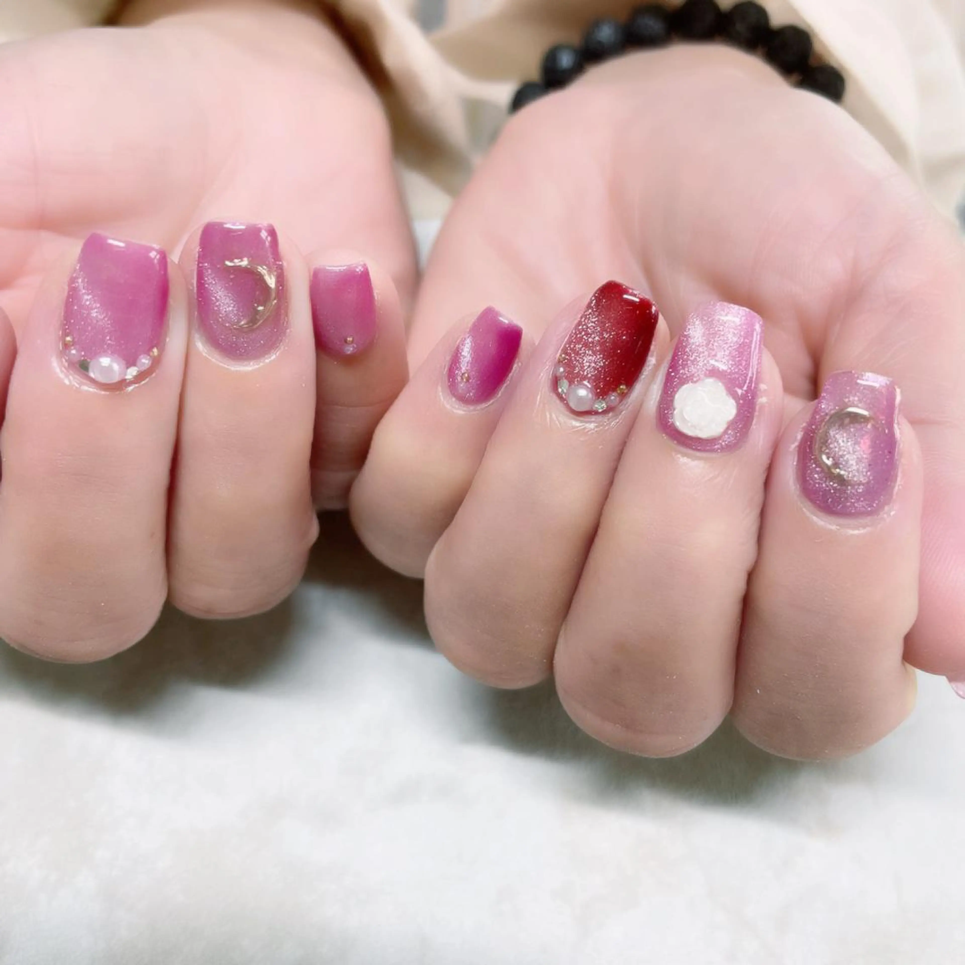 ネイル アートネイル ミラーネイル ピンク ハンドネイル ricco risaiaのネイルデザイン