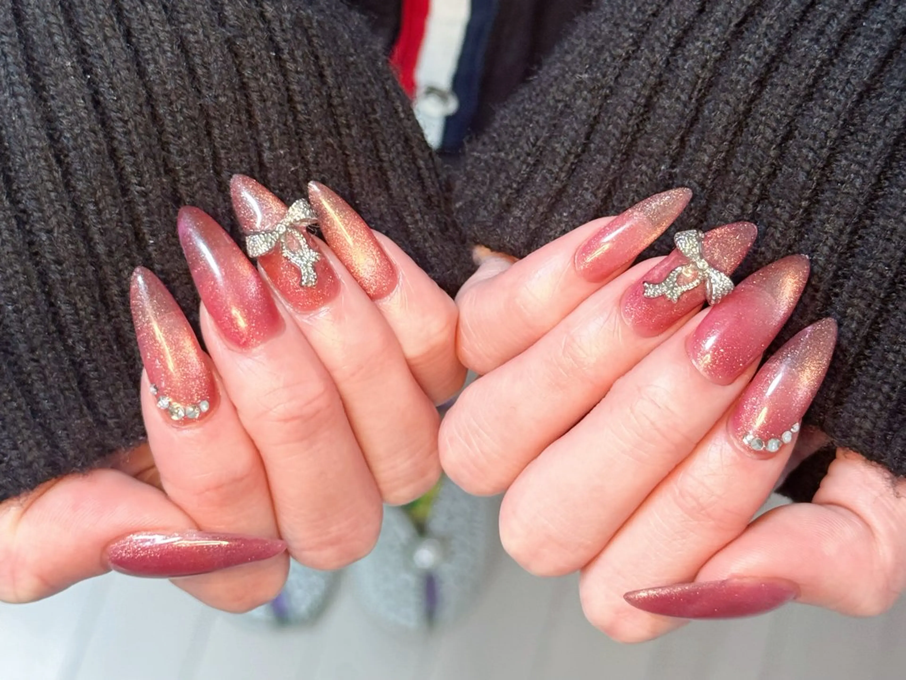 ネイル アートネイル オーロラネイル チークネイル フレンチネイル ガラスフレンチ ハンドネイル 🎀🎀YooLi Nail Salonのネイルデザイン