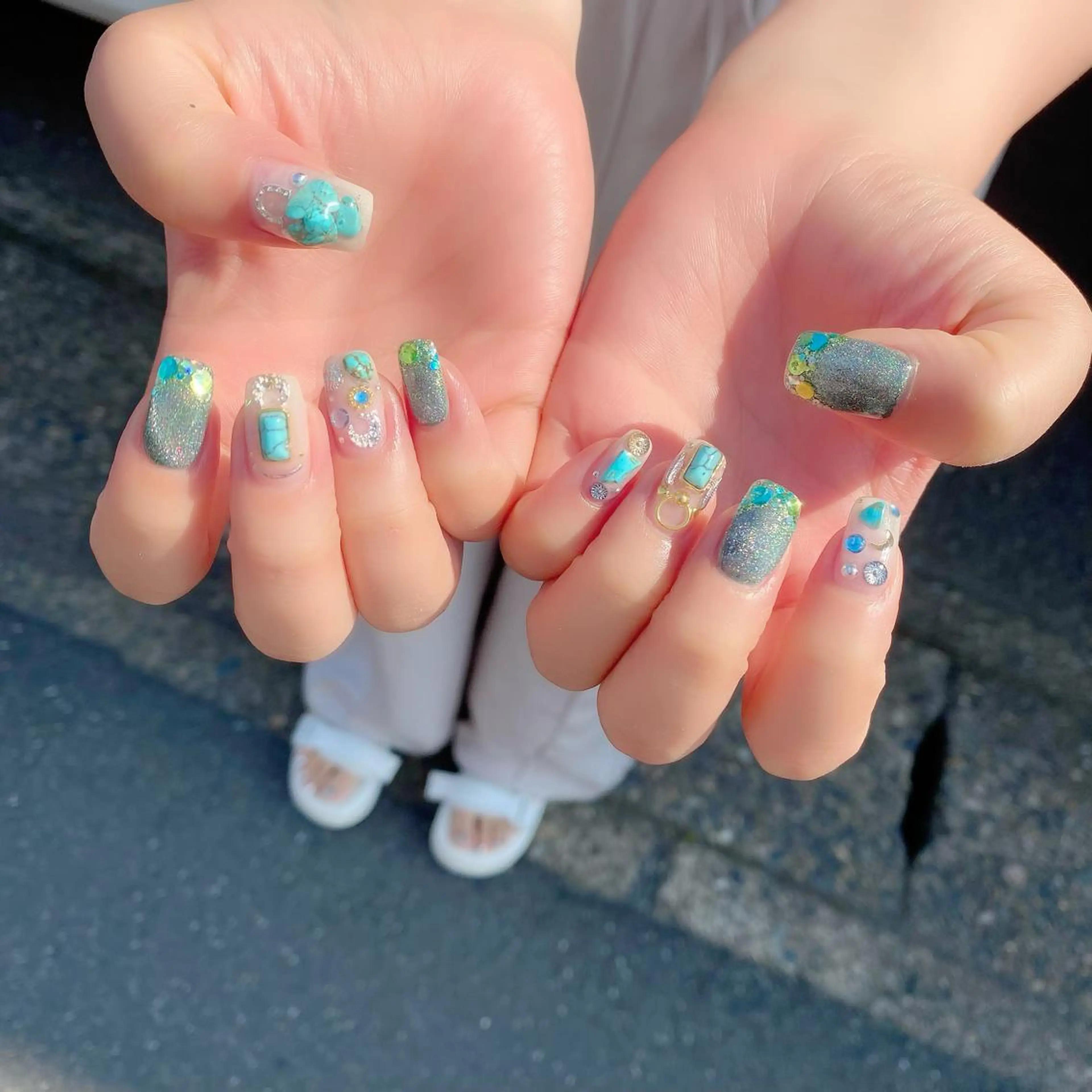 ネイル マグネットネイル 夏ネイル ハンドネイル Salon Ｋのネイルデザイン