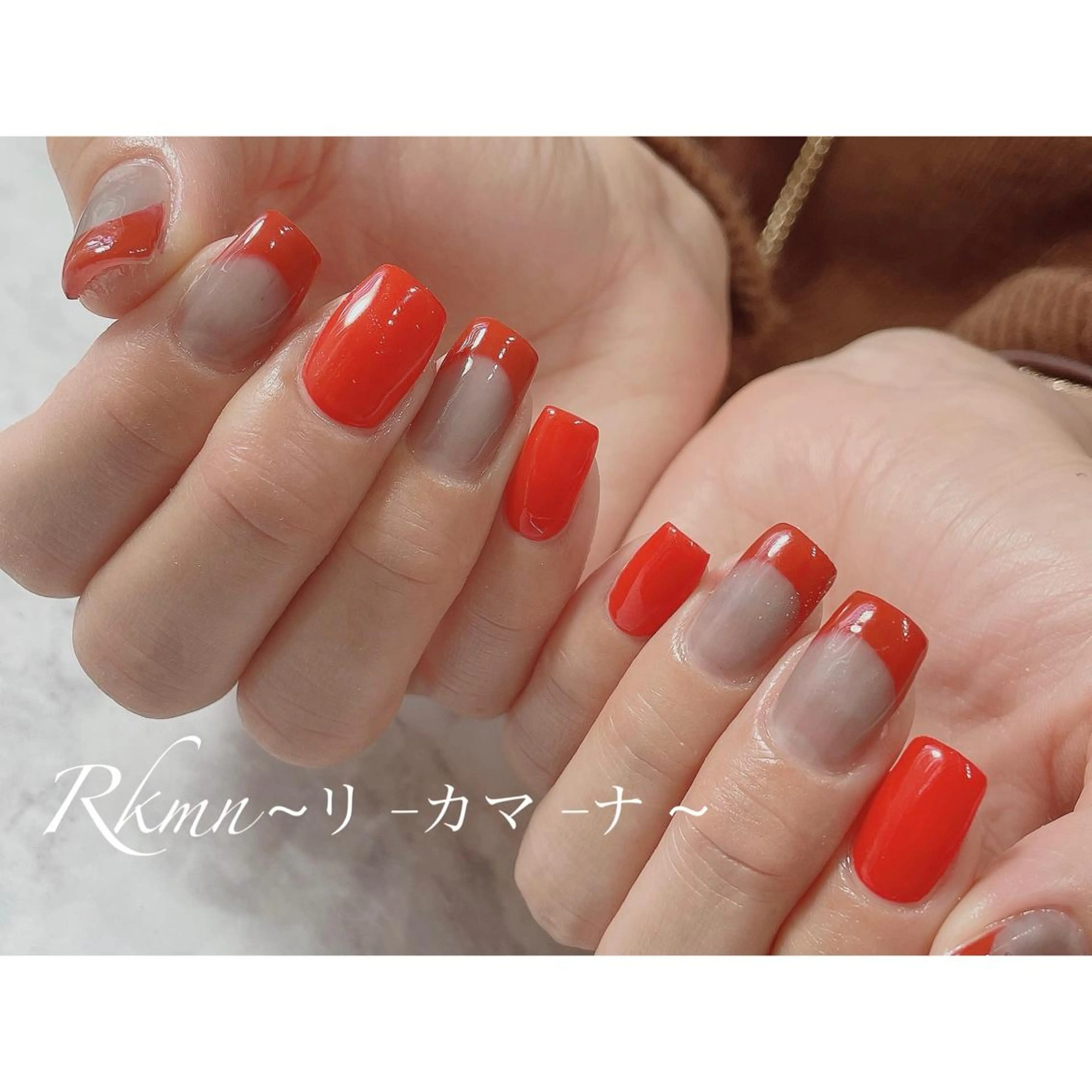 ネイル アートネイル フレンチネイル 赤色 春ネイル ハンドネイル フットネイル ハンドケア Rkmn ~リ-カマ-ナ~のネイルデザイン