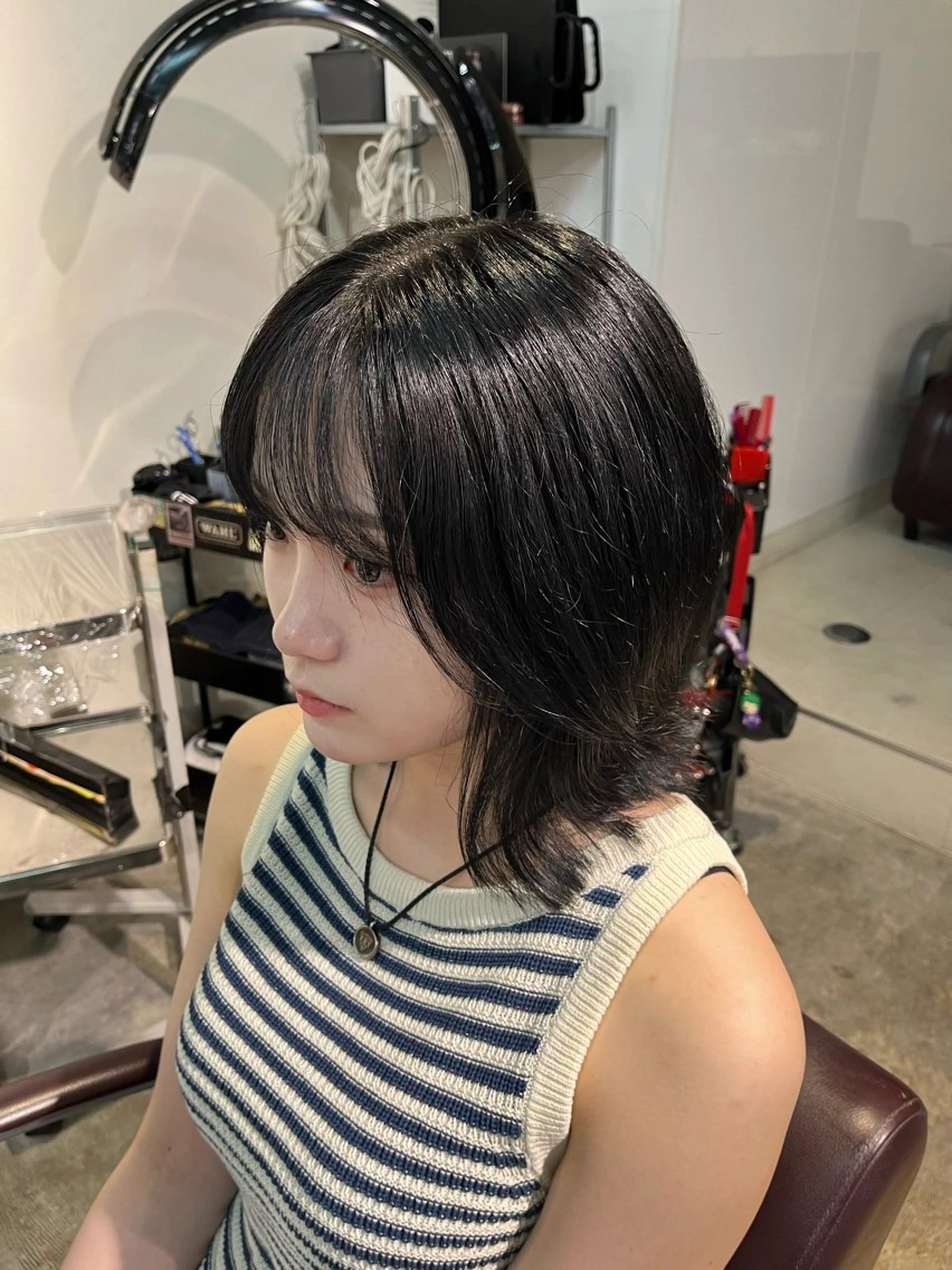 ミディアム カラー ヘアカラー トリートメント フェザーパーマ🌙 毛流れ yuzukiのヘアスタイル