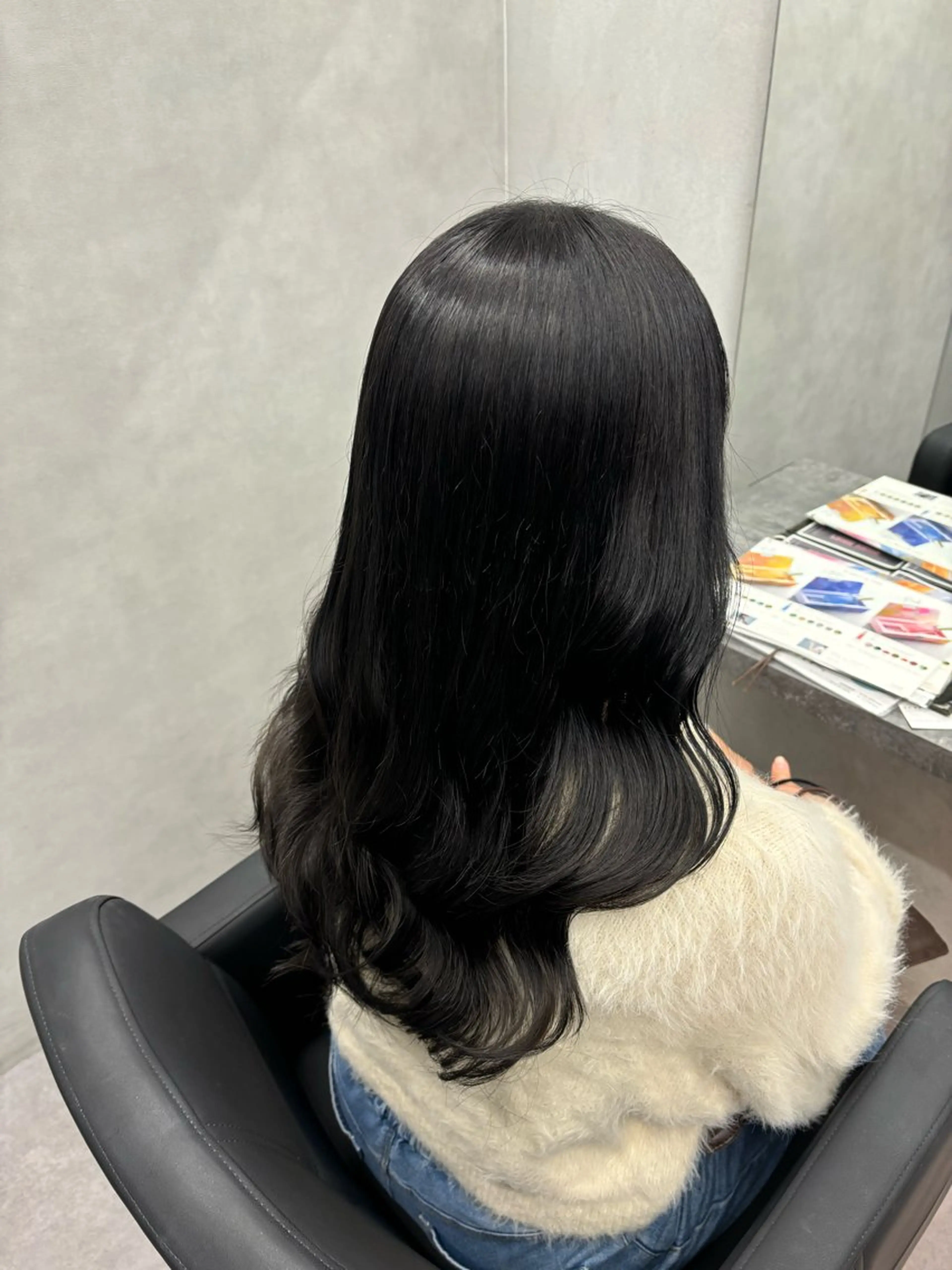 セミロング カラー ヘアアレンジ 黒髪 ブルーカラー ブルーブラック 韓国風ヘア ハイトーン/北堀江 💎Shoseiのヘアスタイル