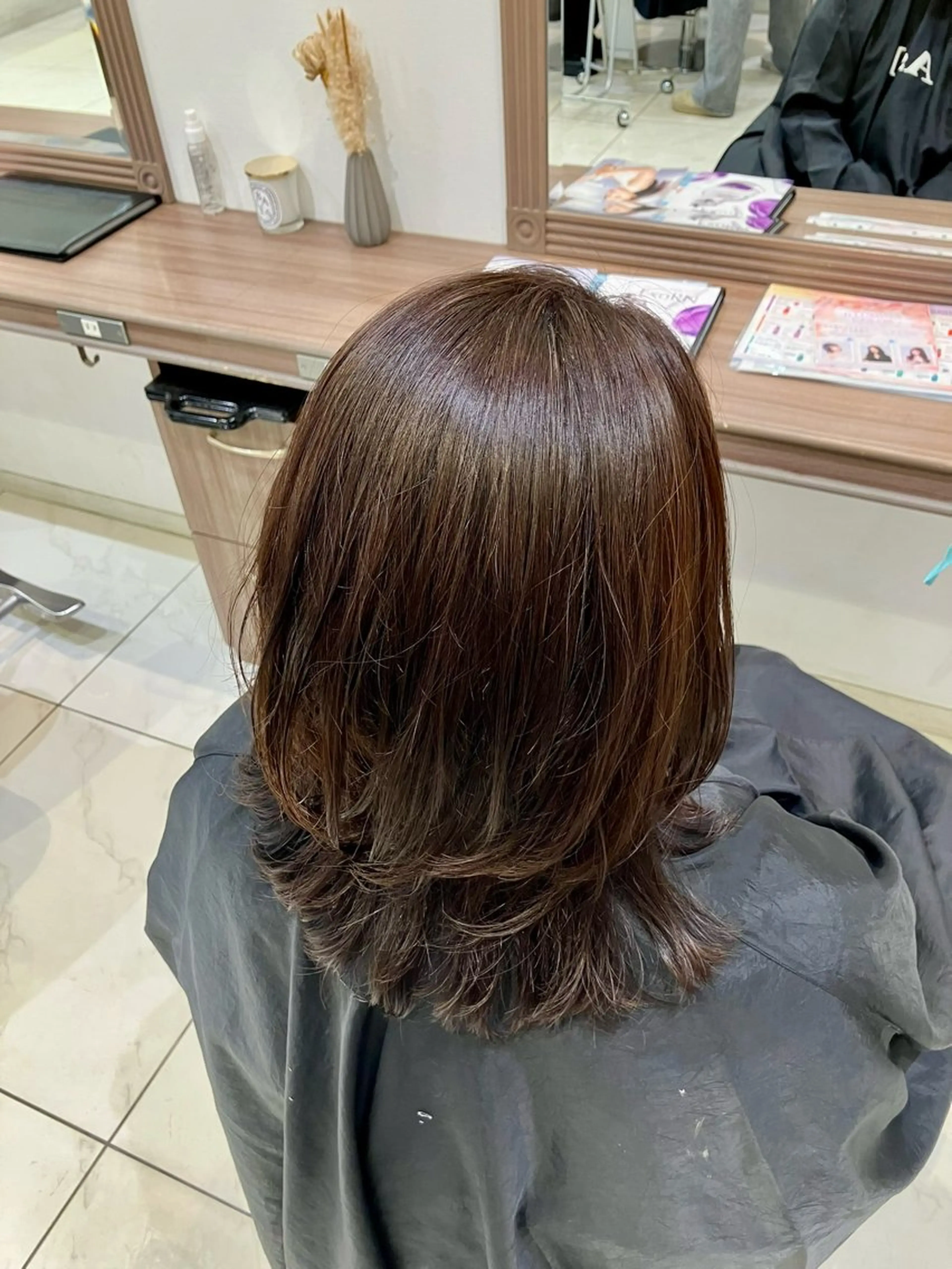 セミロング カラー パーマ セミロングパーマ レイヤーカット デジタルパーマ 🧡Ash 新杉田🧡山本のヘアスタイル
