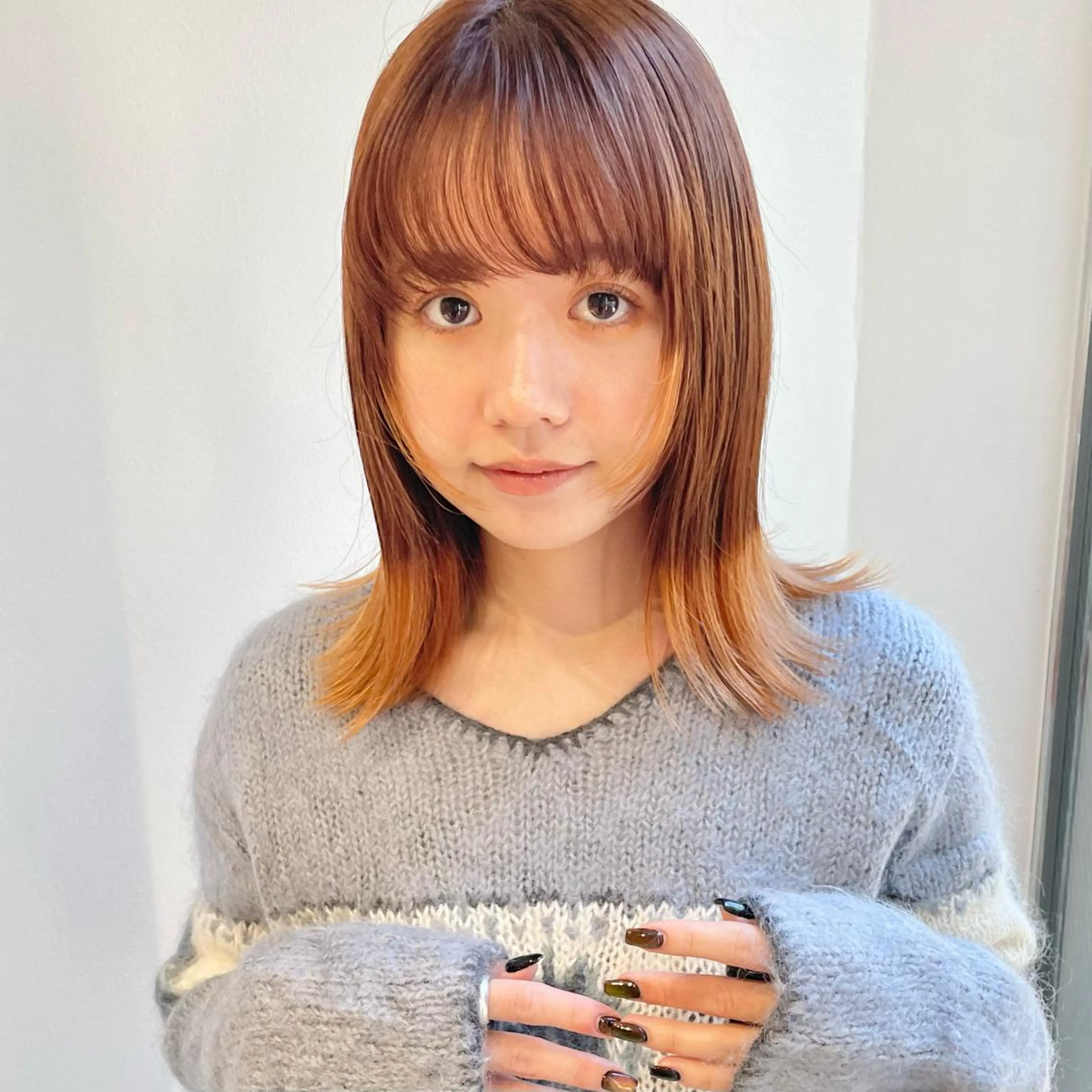 ミディアム カラー 🍊暖色×顔周り 🍊cocoroのヘアスタイル