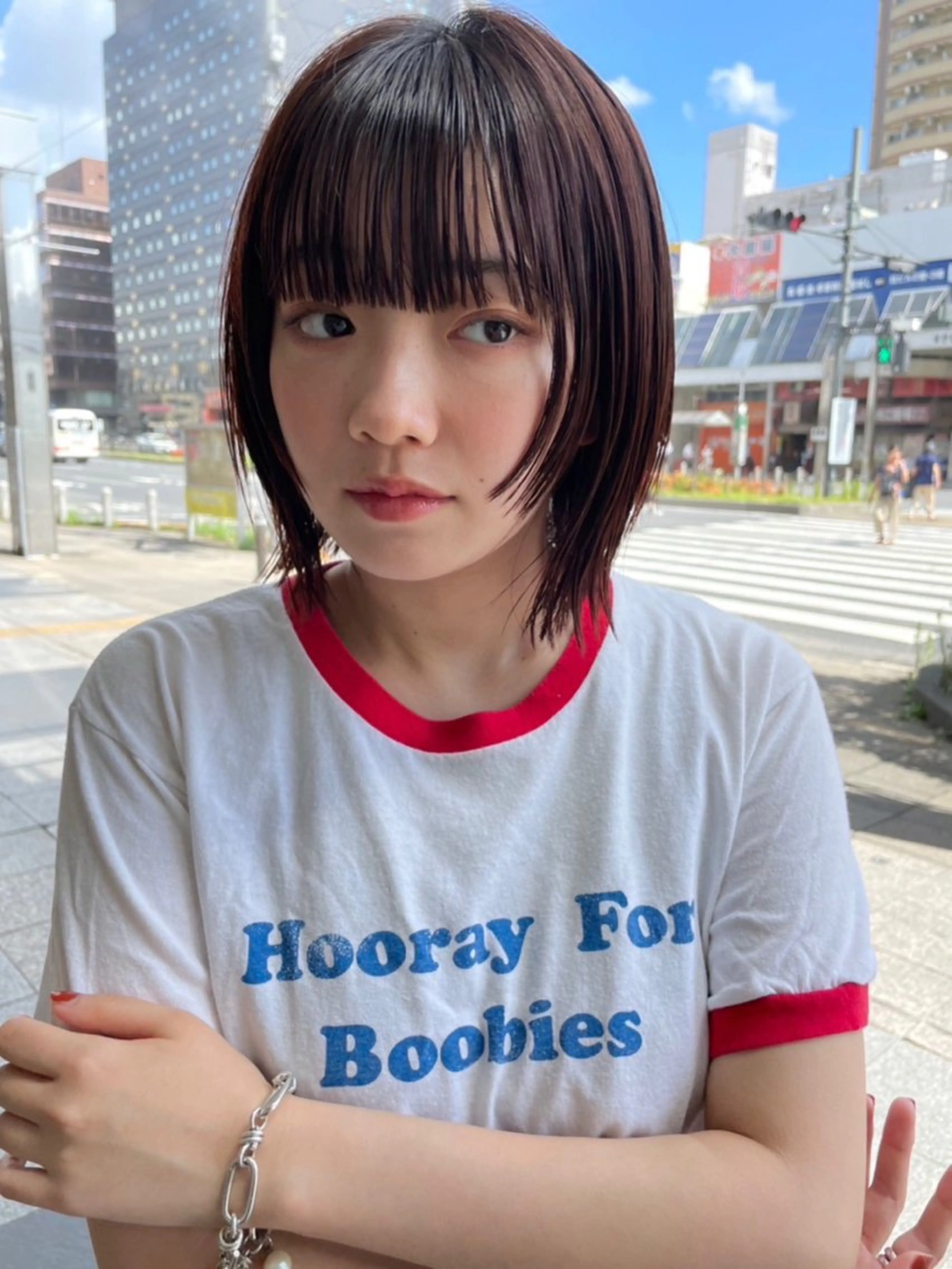 ミディアム カラー ヘアアレンジ 縮毛矯正 竹内 蓮のヘアスタイル