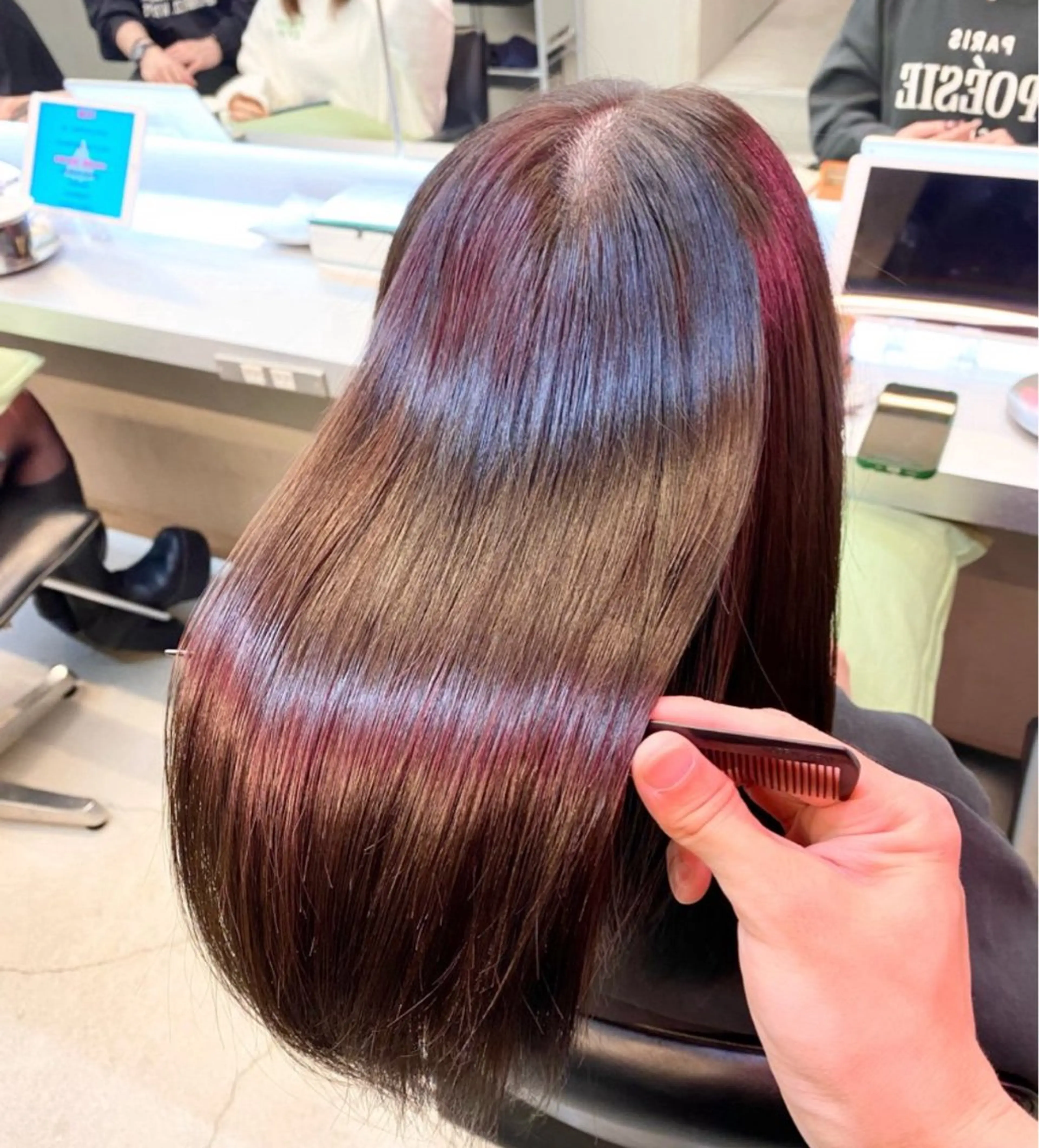 セミロング パーマ 伸ばしかけ 縮毛矯正 酸性ストレート ストレートパーマ 縮毛矯正 普通の美容室じゃない ‼️/若林のヘアスタイル