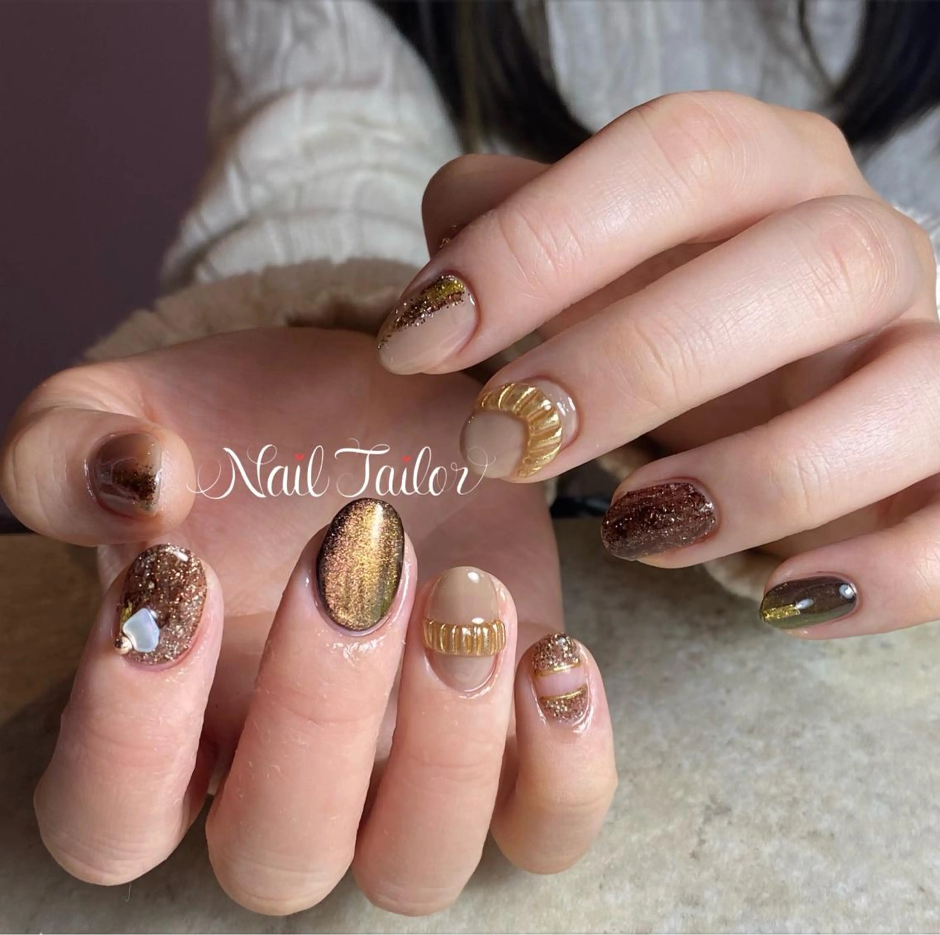 ネイル アートネイル 長さ出し ジェルネイル 卒業式 キラキラネイル ハンドネイル 〜Nail Tailor〜 ネイルテイラー所属・NailTailor ネイルテイラーのネイルデザイン