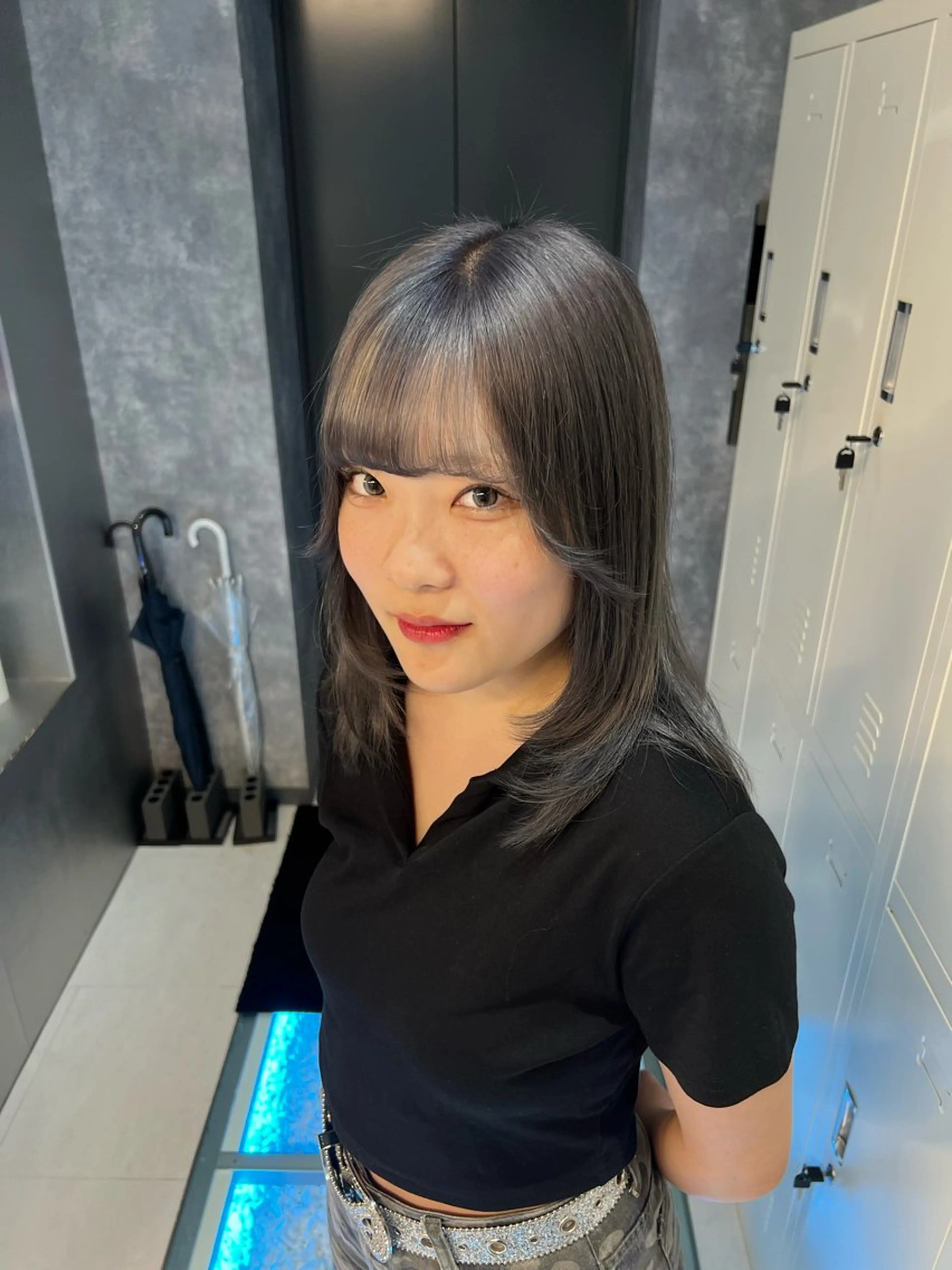 セミロング カラー ヘアアレンジ ヘアカラー トリートメント 👑垢抜け韓国ヘア ハッシュカット唯澄のヘアスタイル