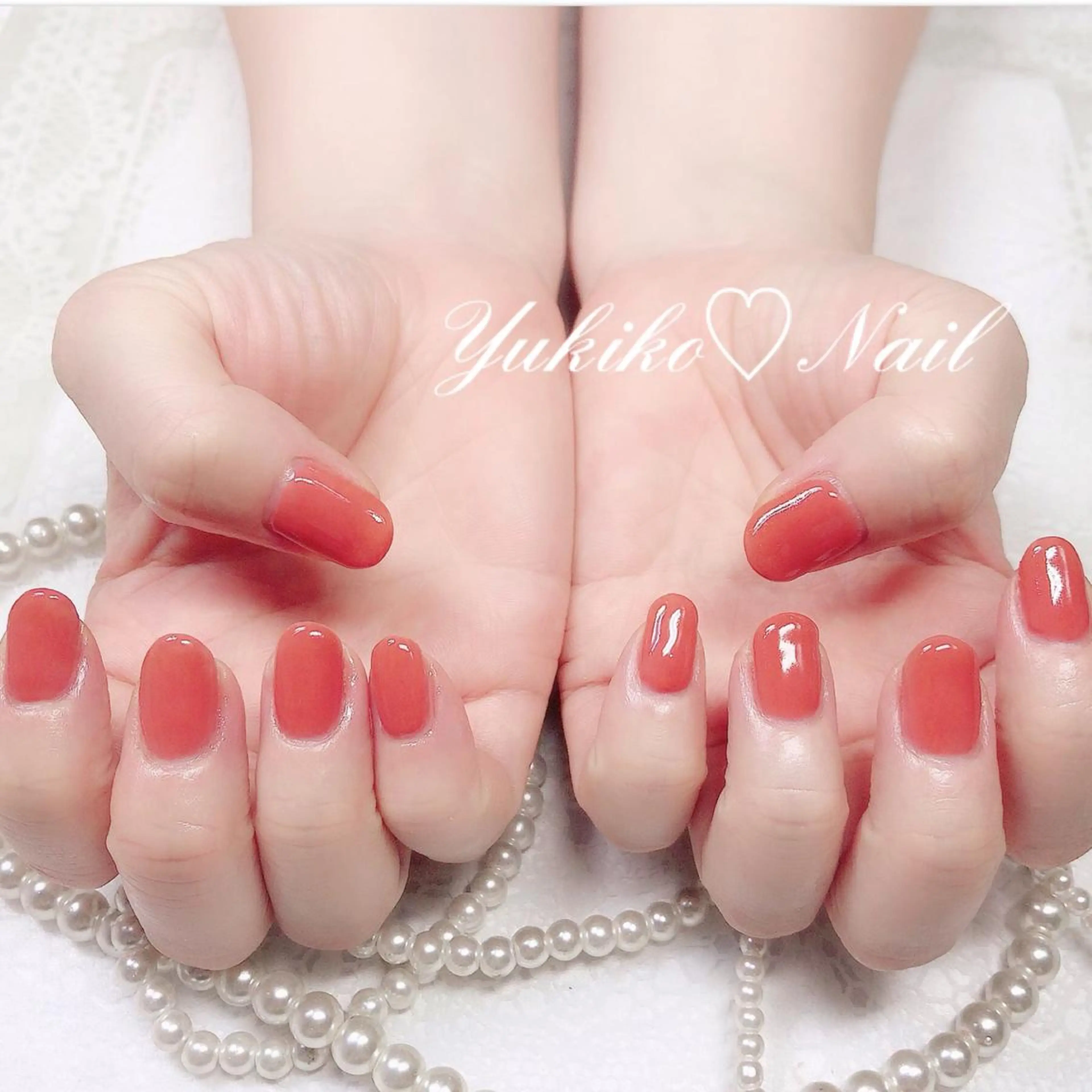 ネイル ワンカラーネイル オレンジ ハンドネイル ユキコ ネイルのネイルデザイン