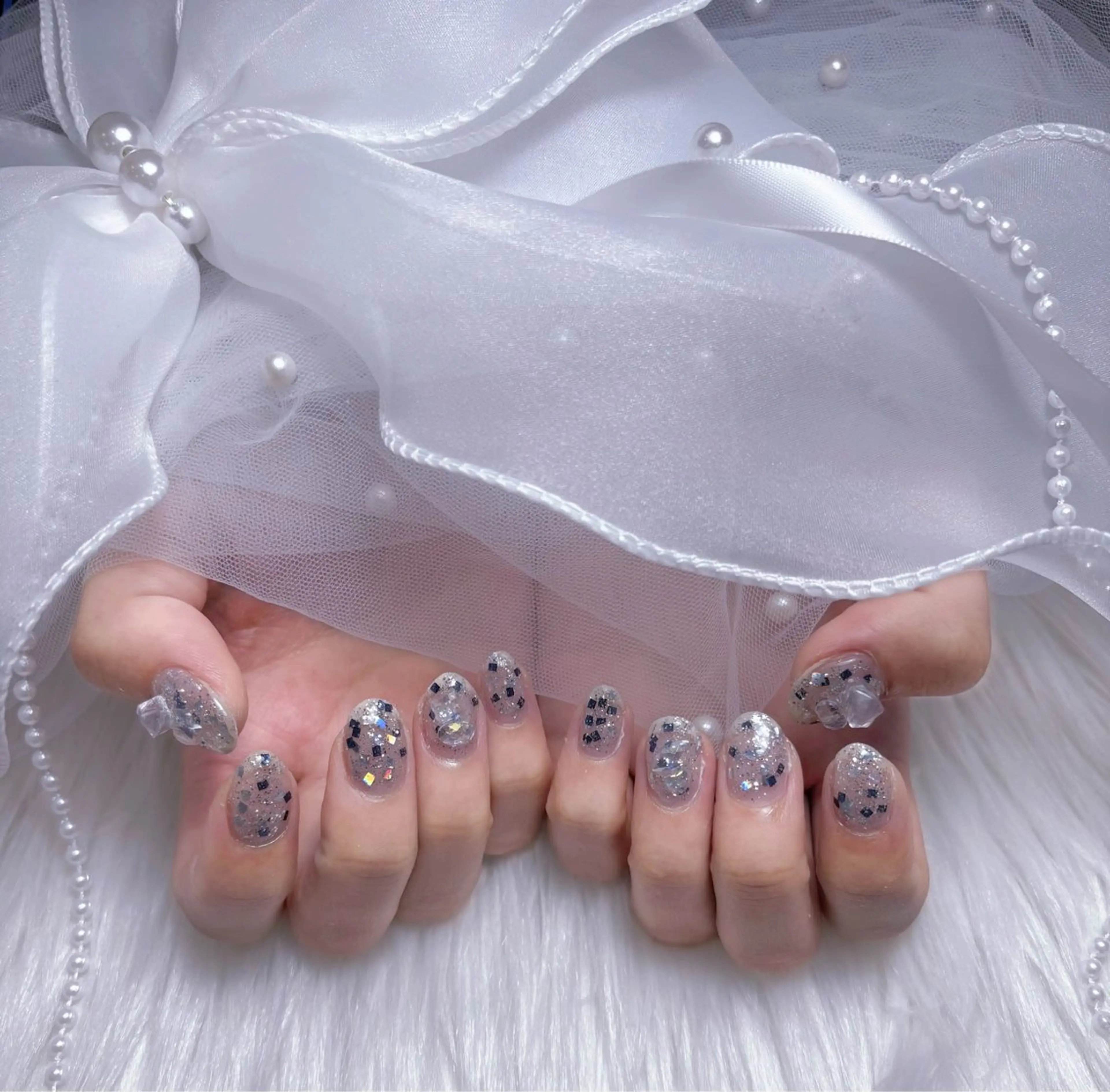 ネイル アートネイル フラッシュネイル フレンチネイル ガラスフレンチ グラデーション ハンドネイル M2 BEAUTY リュウのネイルデザイン