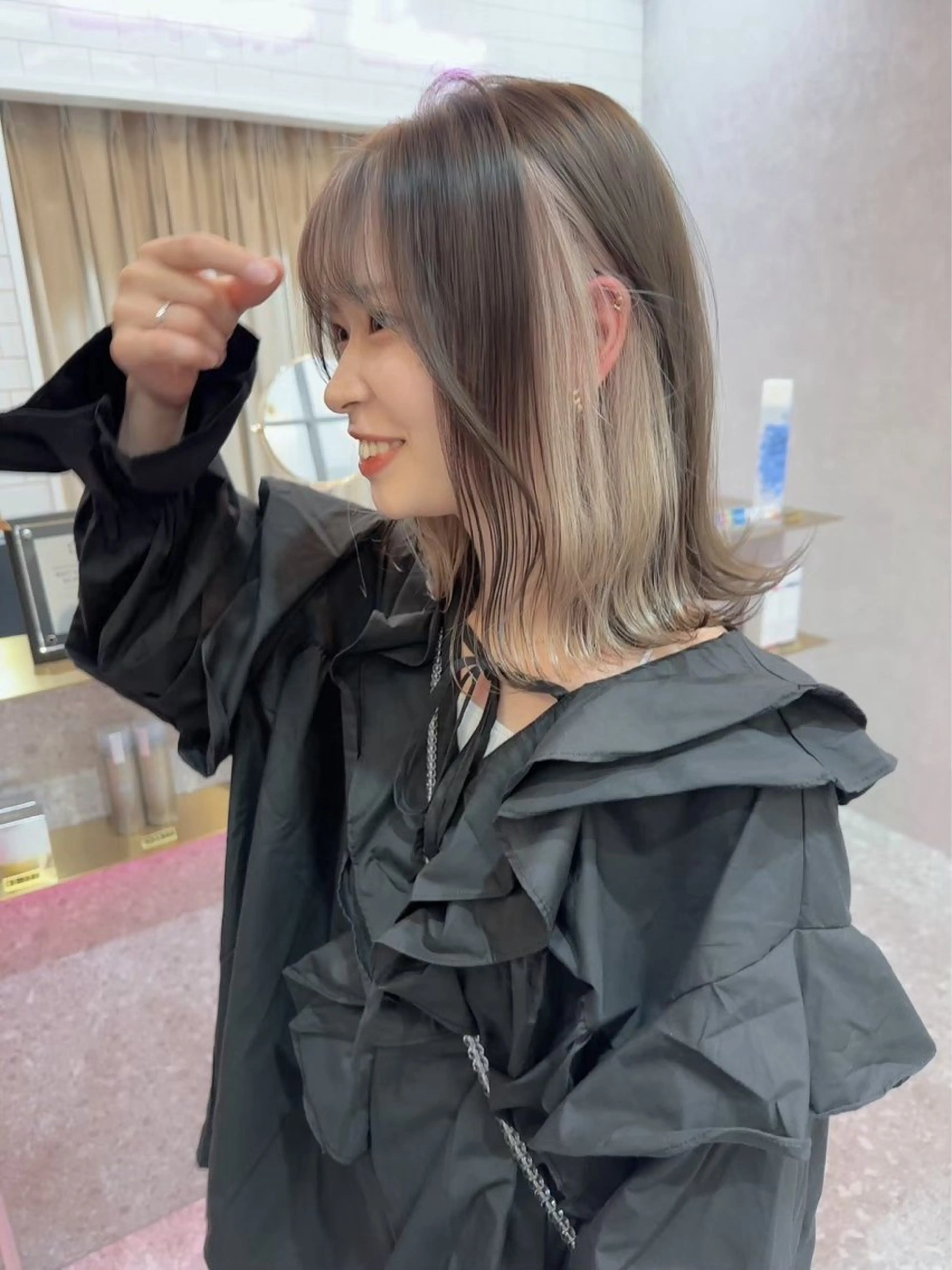 ミディアム カラー カット ヘアカラー トリートメント ヘッドスパ ヘアセット ダブルカラー 韓国レイヤーKYONのヘアスタイル