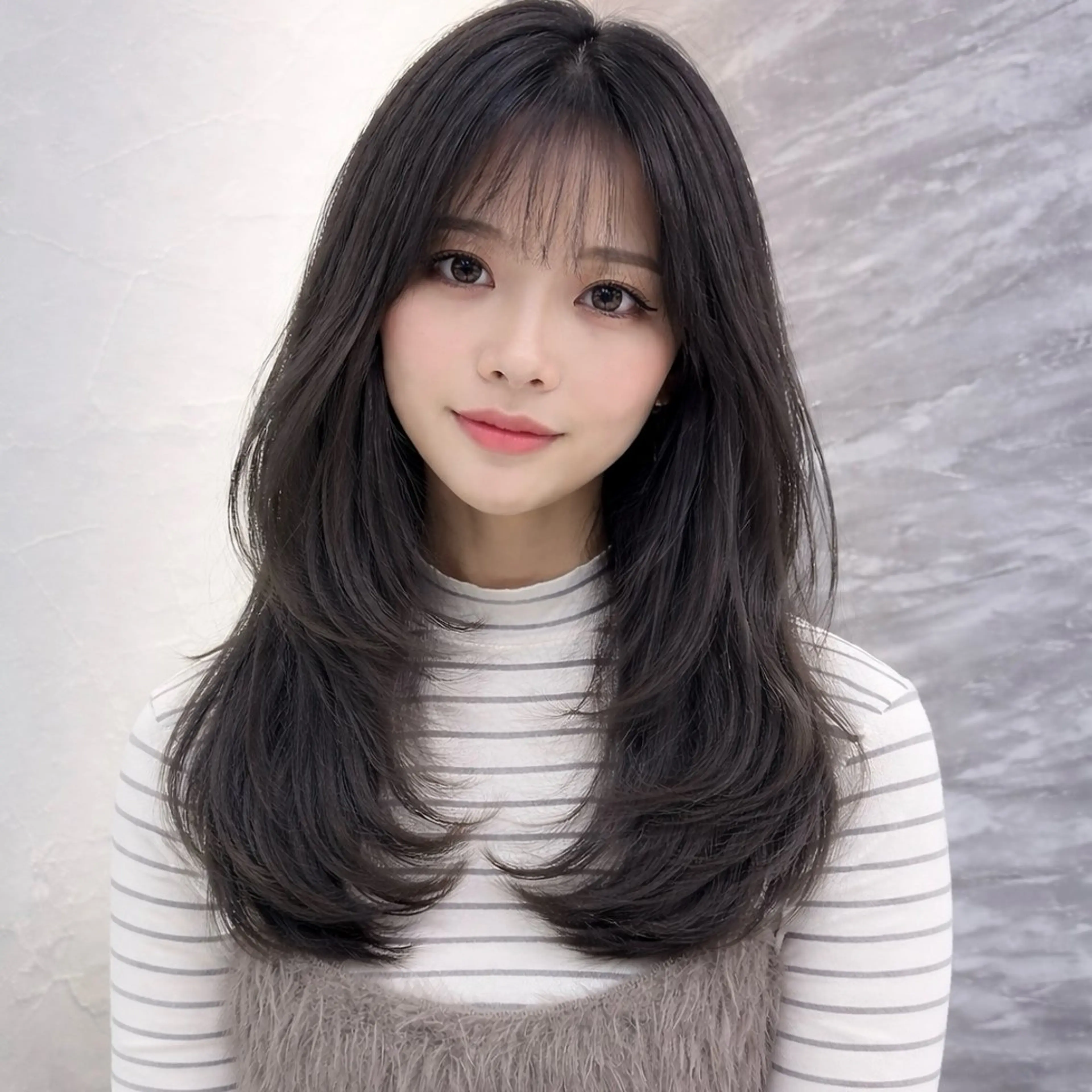 ロング カラー ヘアアレンジ ヘアカラー 🖤kana/艶髪/ 韓国風暗髪カラー🖤のヘアスタイル