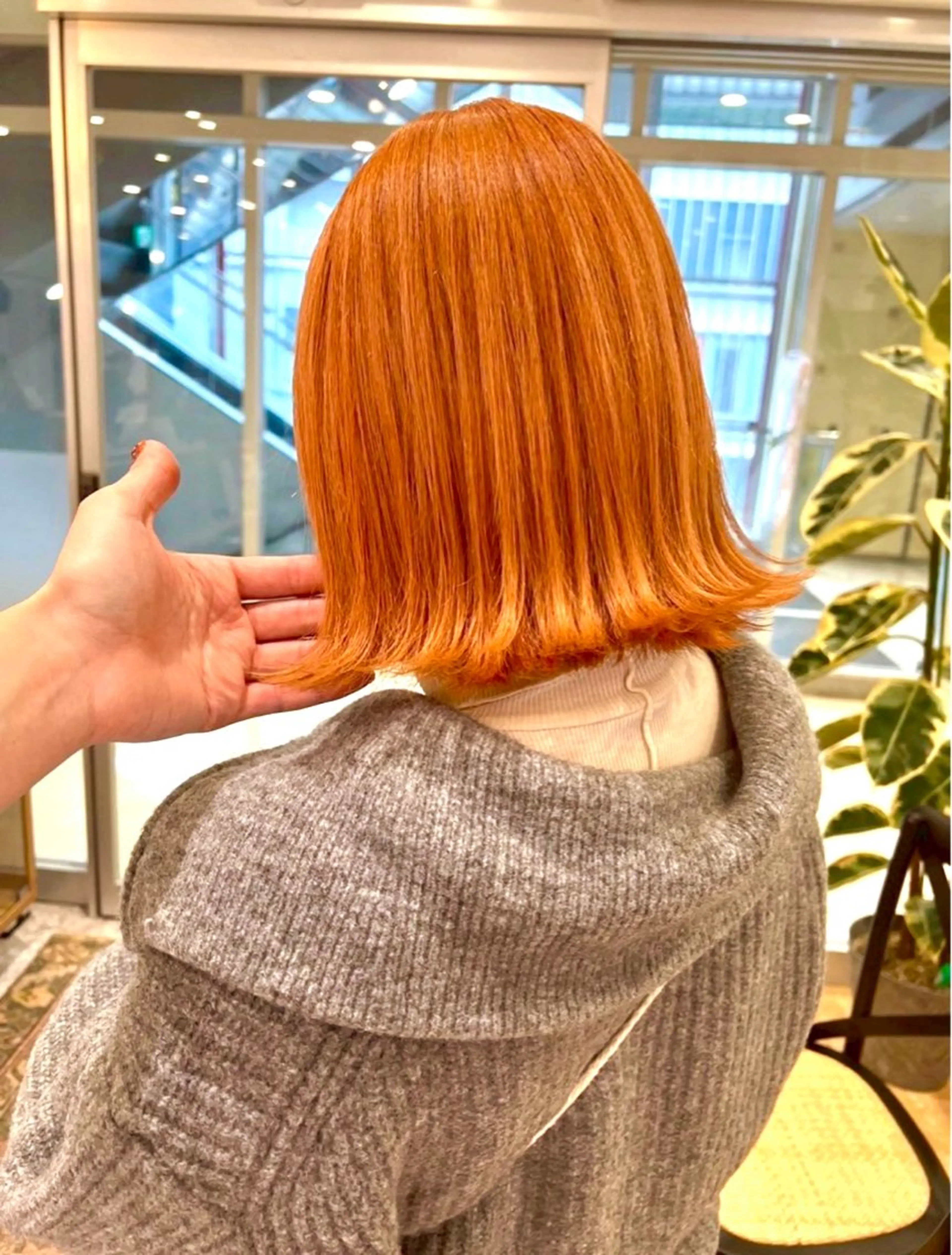 🍎カラーモデル👀🍎ブリーチありダブルカラー/オレンジ🧡➕4STEPAujuaトリートメント🫧の写真