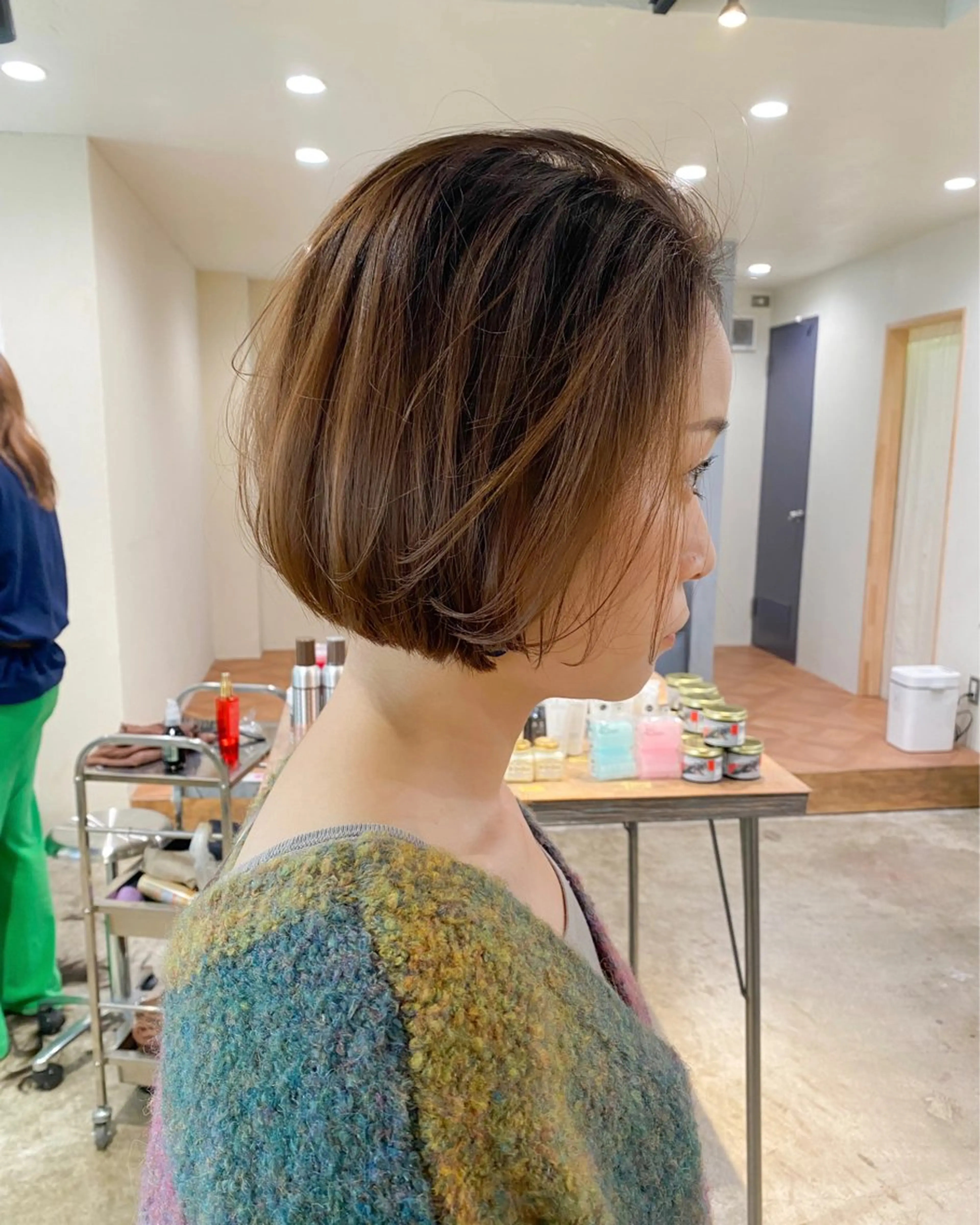 ショート カラー ベージュカラー ブリーチ ラベンダーカラー 板谷みさき /艶ボブ/藤沢美容室のヘアスタイル