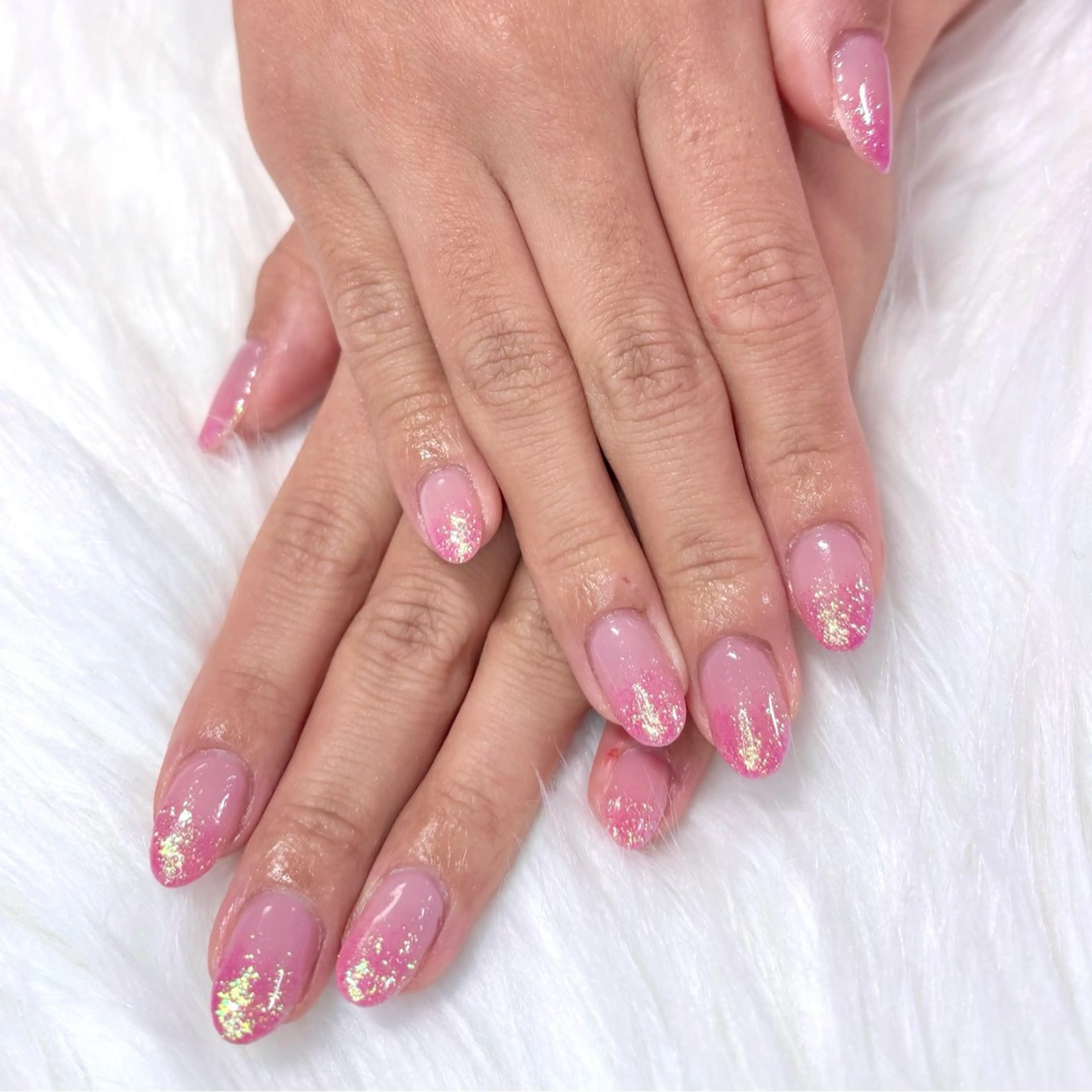 ネイル グラデーション ラメ(グリッター) ラメグラデーション ピンク ハンドネイル Noix nailのネイルデザイン