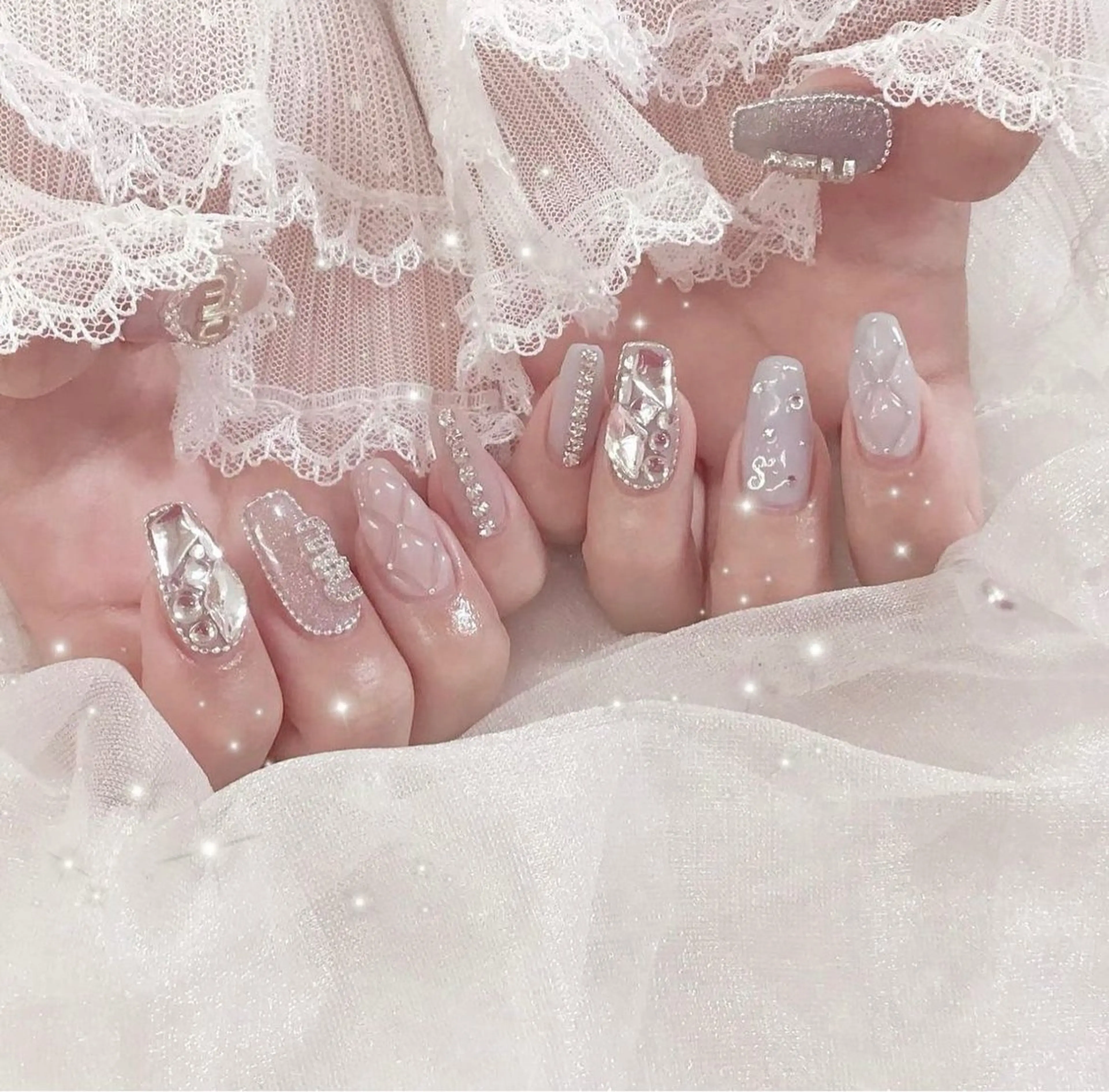 ネイル チークネイル 長さ出し フットネイル フレンチネイル ジェルネイル Niko 星星のネイルデザイン