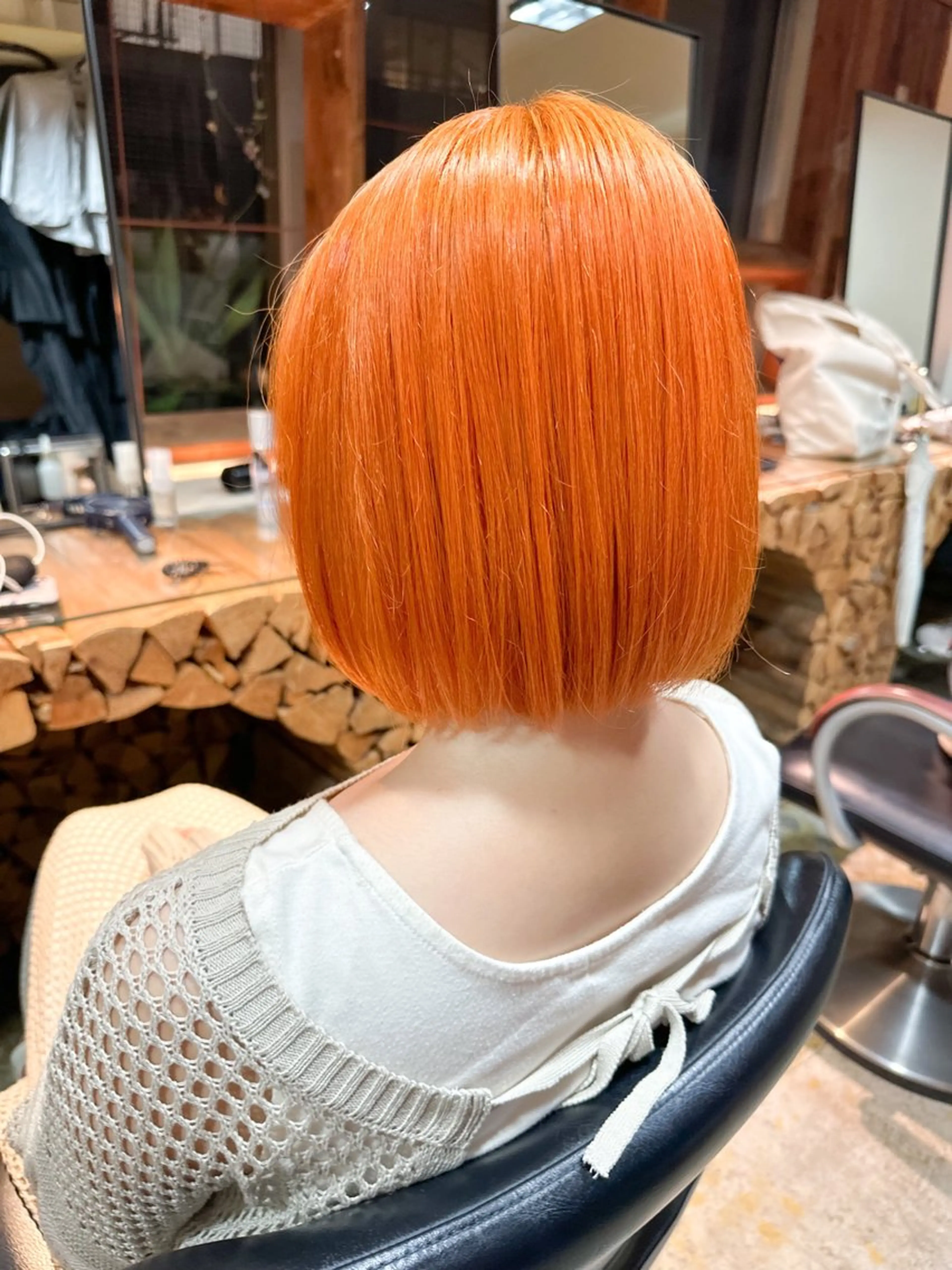 ミディアム カラー ヘアアレンジ ヘアカラー トリートメント ヘアセット 🤎ono/ 切りっぱなしボブ🤎のヘアスタイル