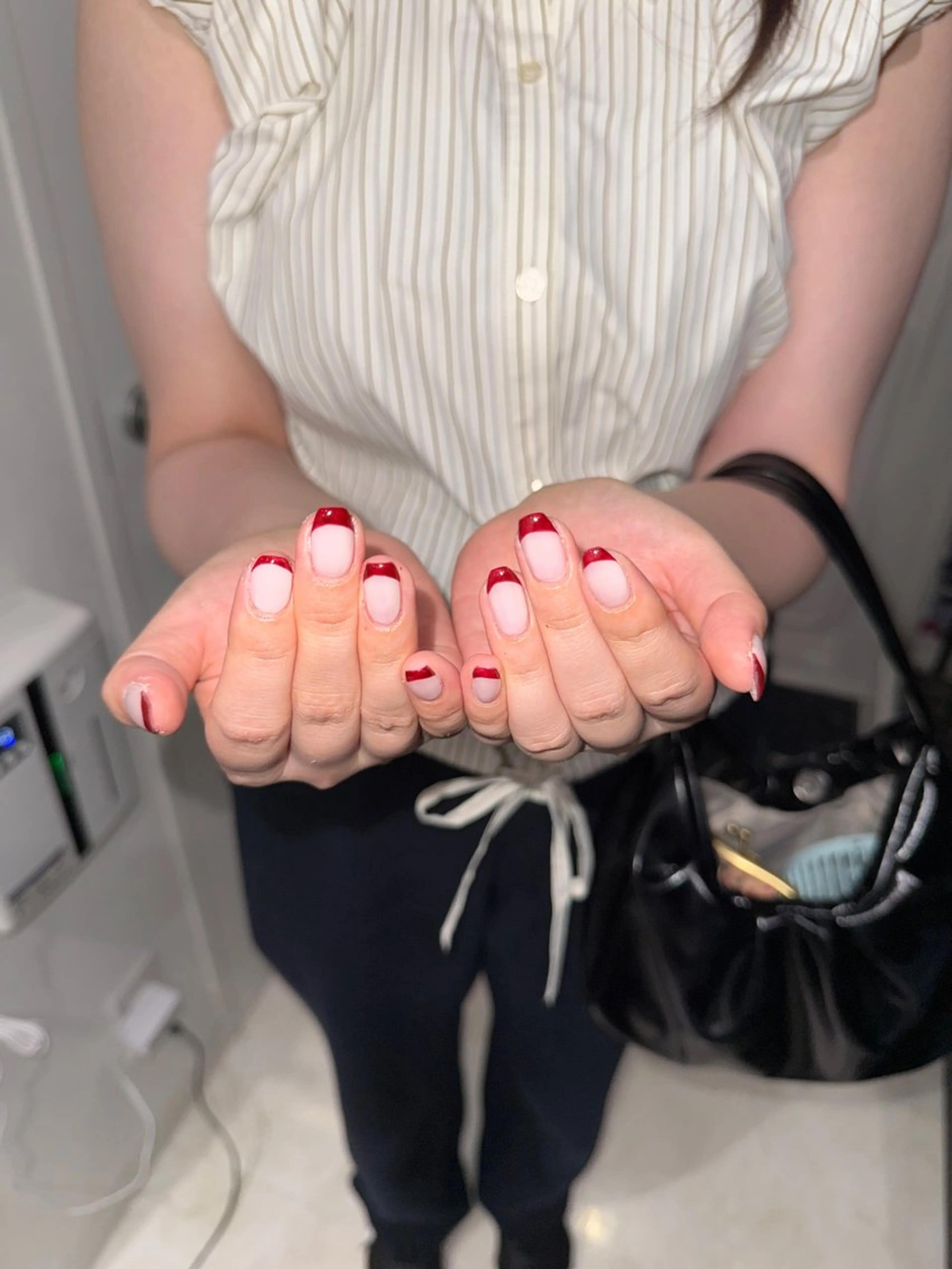 ネイル フレンチネイル 赤色 MODA みうのネイルデザイン