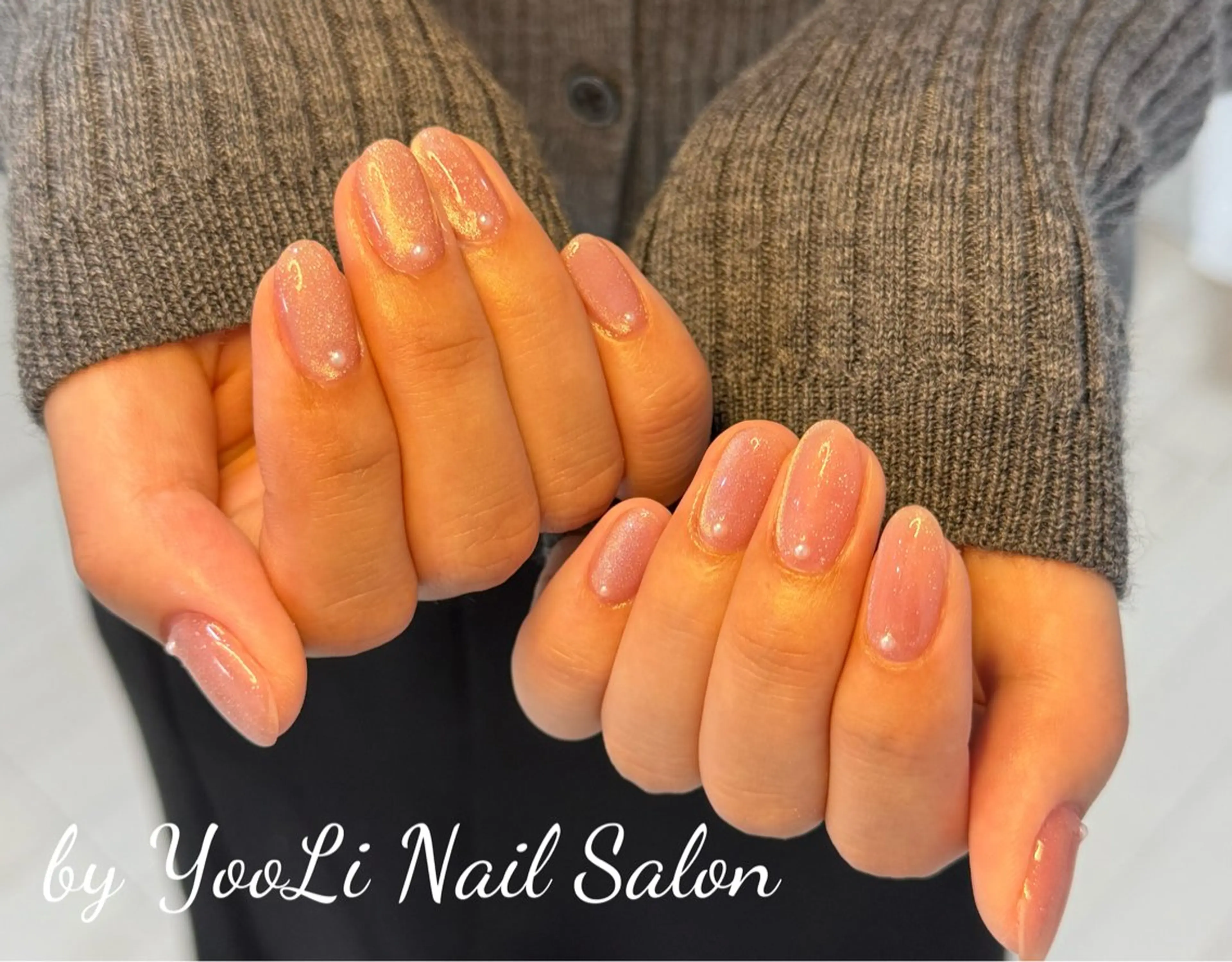 ネイル アートネイル オーロラネイル チークネイル フレンチネイル ガラスフレンチ ハンドネイル 🎀🎀YooLi Nail Salonのネイルデザイン