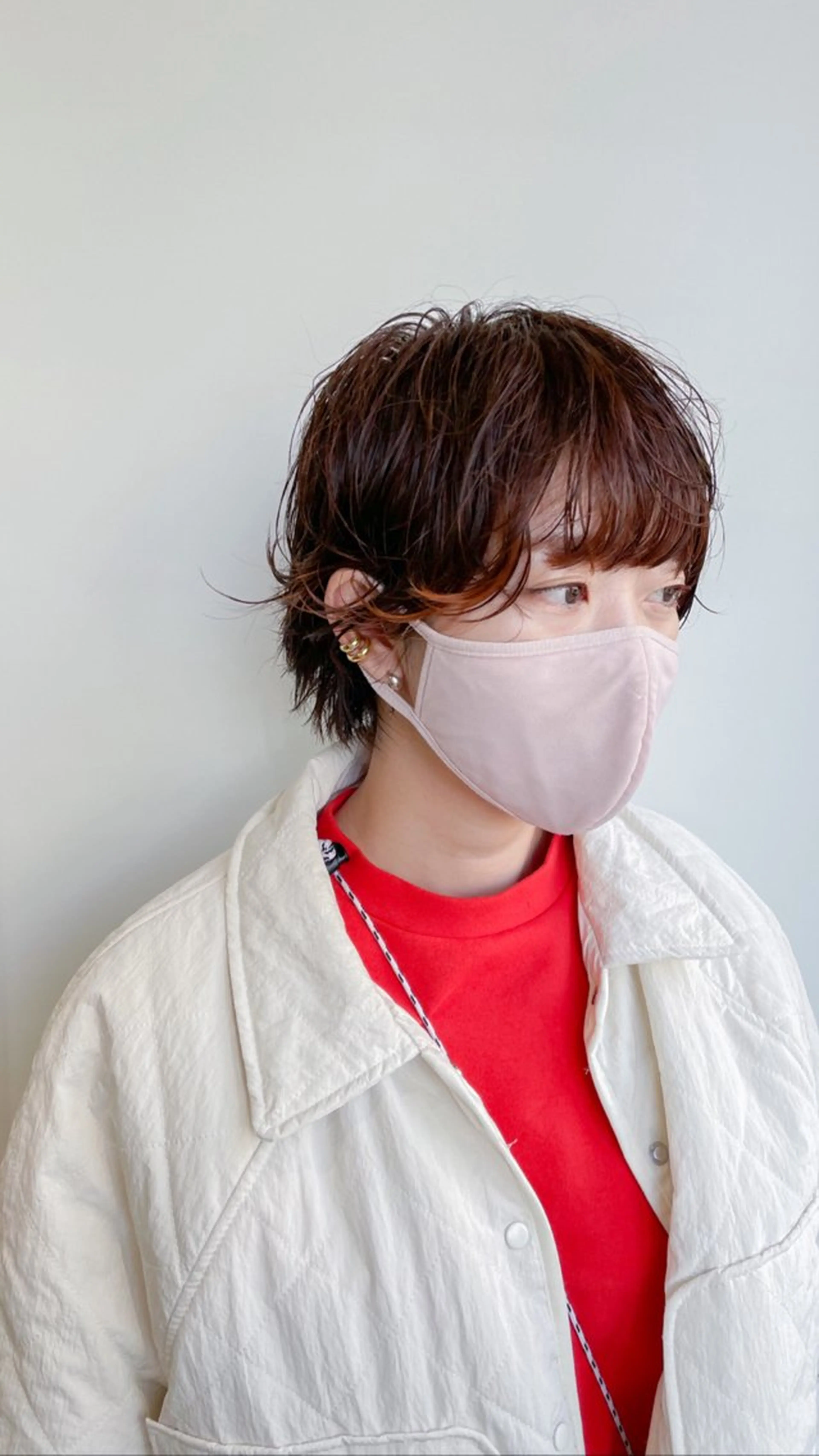 ショート カラー パーマ オレンジ ショートヘア カット ヘアカラー パーマ 縮毛矯正 トリートメント Takuma Suzuki中目黒のヘアスタイル