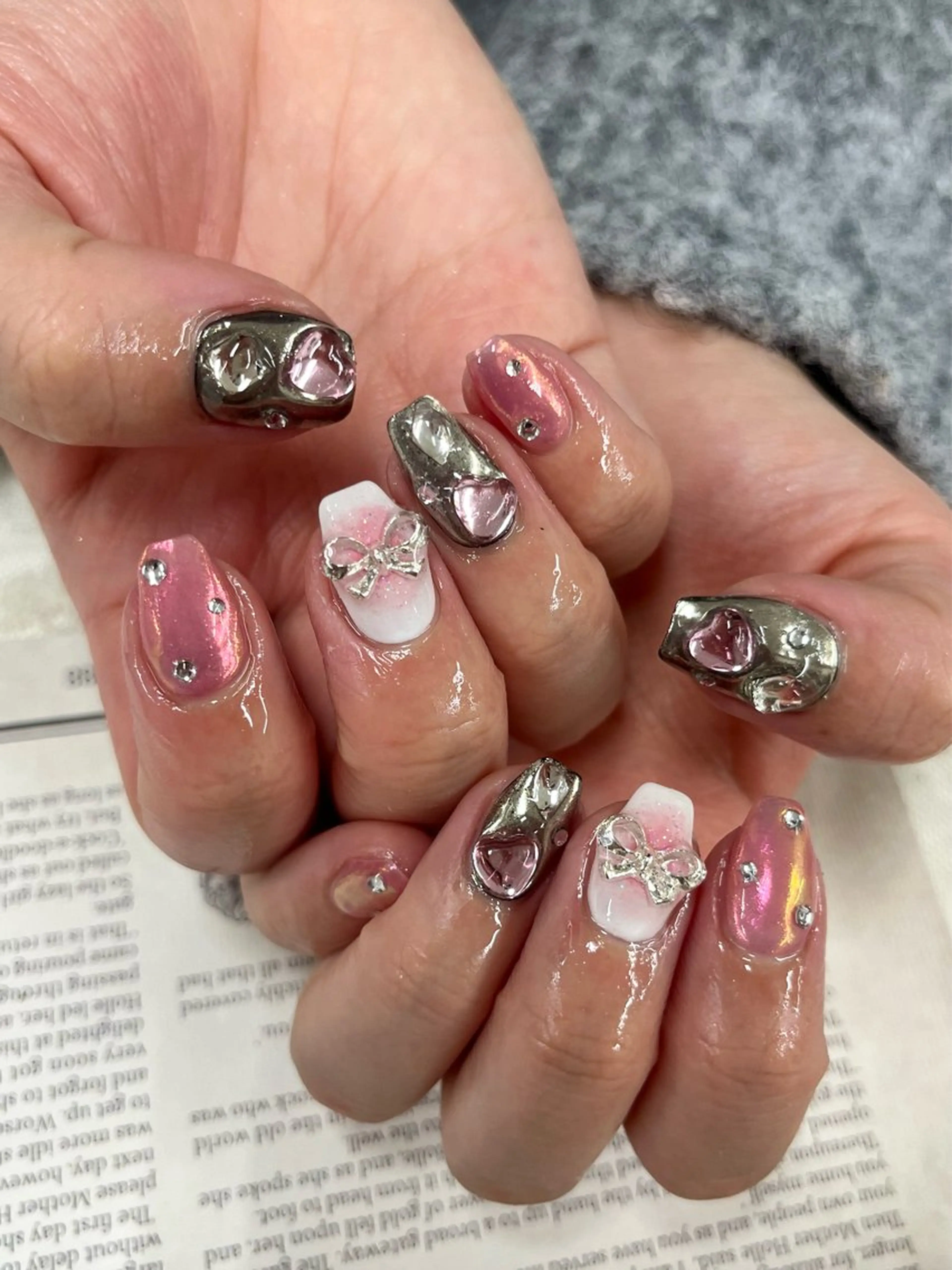 ネイル リボン ハンドネイル Basic町田本店 Suzunaのネイルデザイン