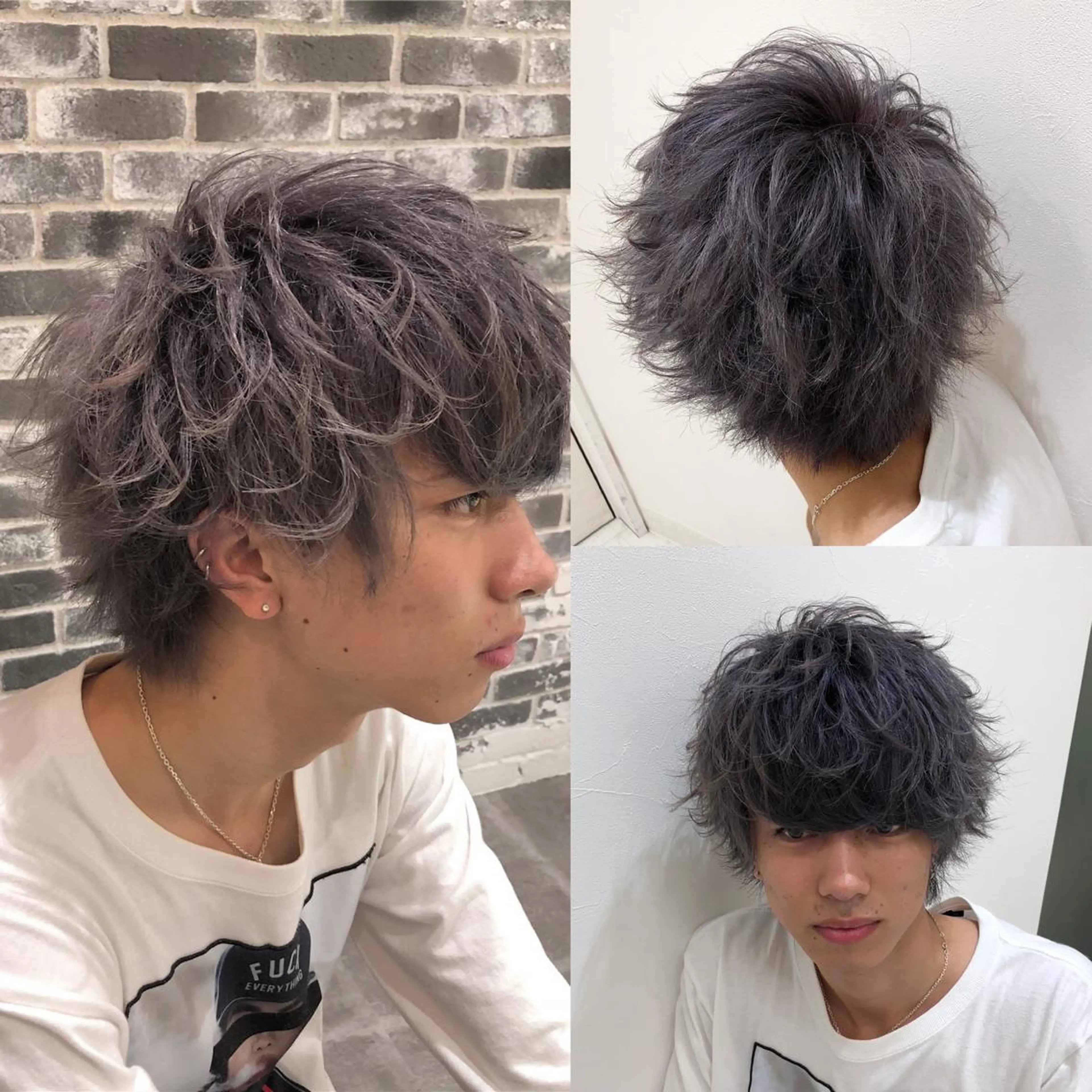 カラー アッシュ ブリーチ ラベンダーカラー ラベンダーアッシュ 韓国ヘア レイヤーカットのヘアスタイル