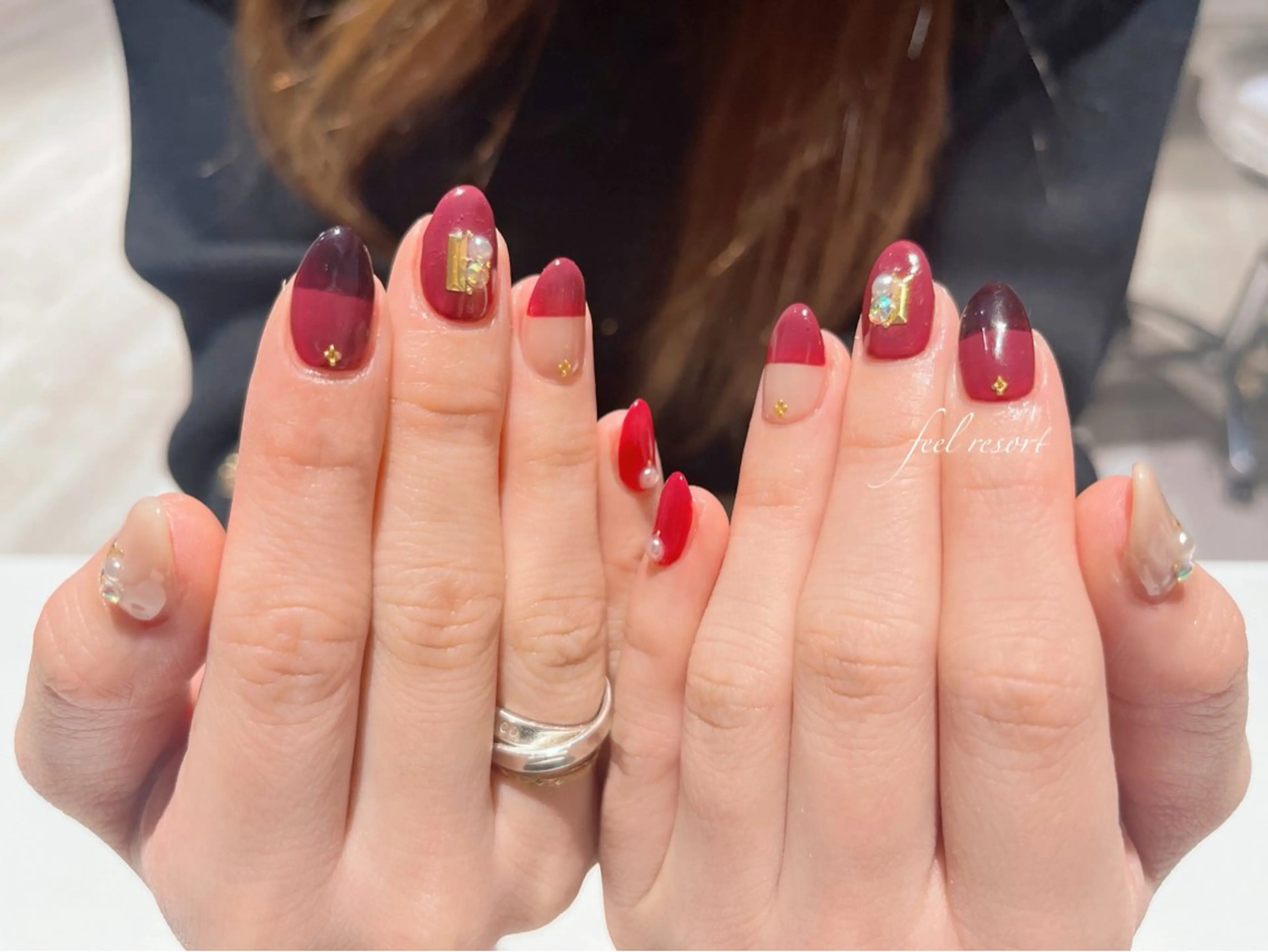 ネイル 長さ出し フットネイル フレンチネイル ジェルネイル ガラスフレンチ ハンドネイル Lien（リアン） 銀座駅6分のネイルデザイン