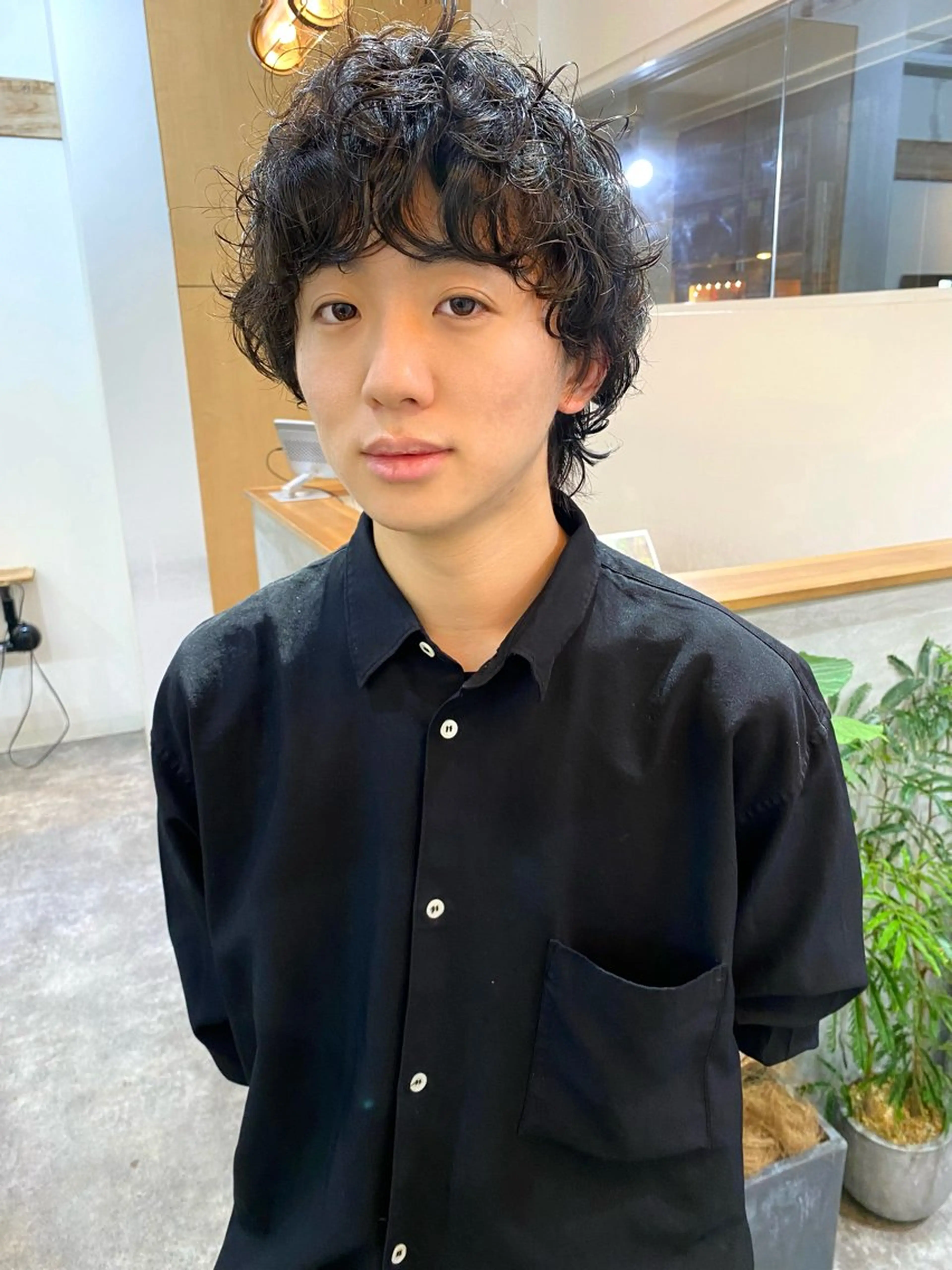 ミディアム パーマ メンズ ミディアムパーマ メンズパーマ メンズウルフカット ウルフカット カット パーマ トリートメント 森貴裕/ベージュ/ パーマ/オリーブのヘアスタイル