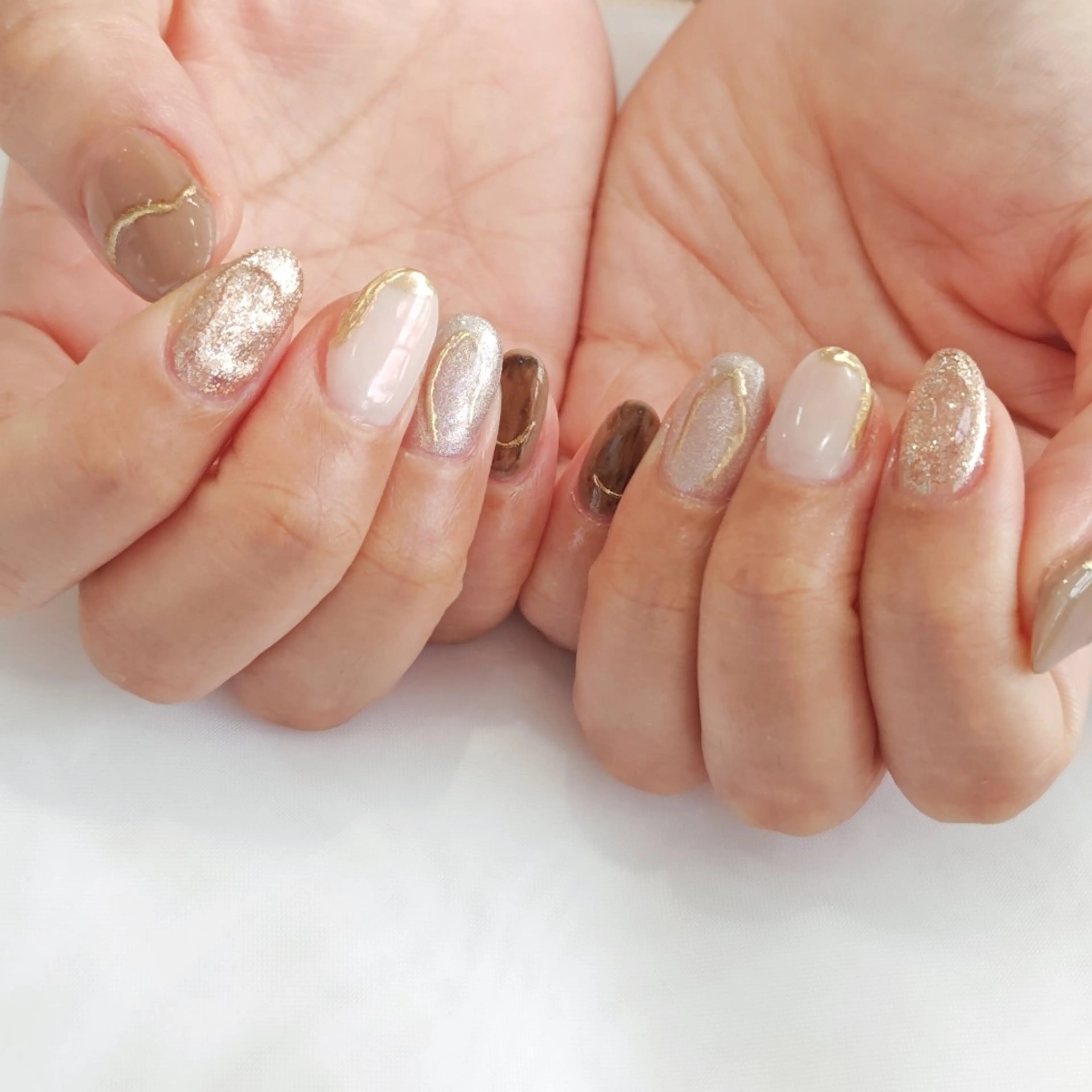 ネイル ミラーネイル ニュアンスネイル ぷっくりネイル ハンドネイル felicita服部店所属・felicita fumi♡のネイルデザイン