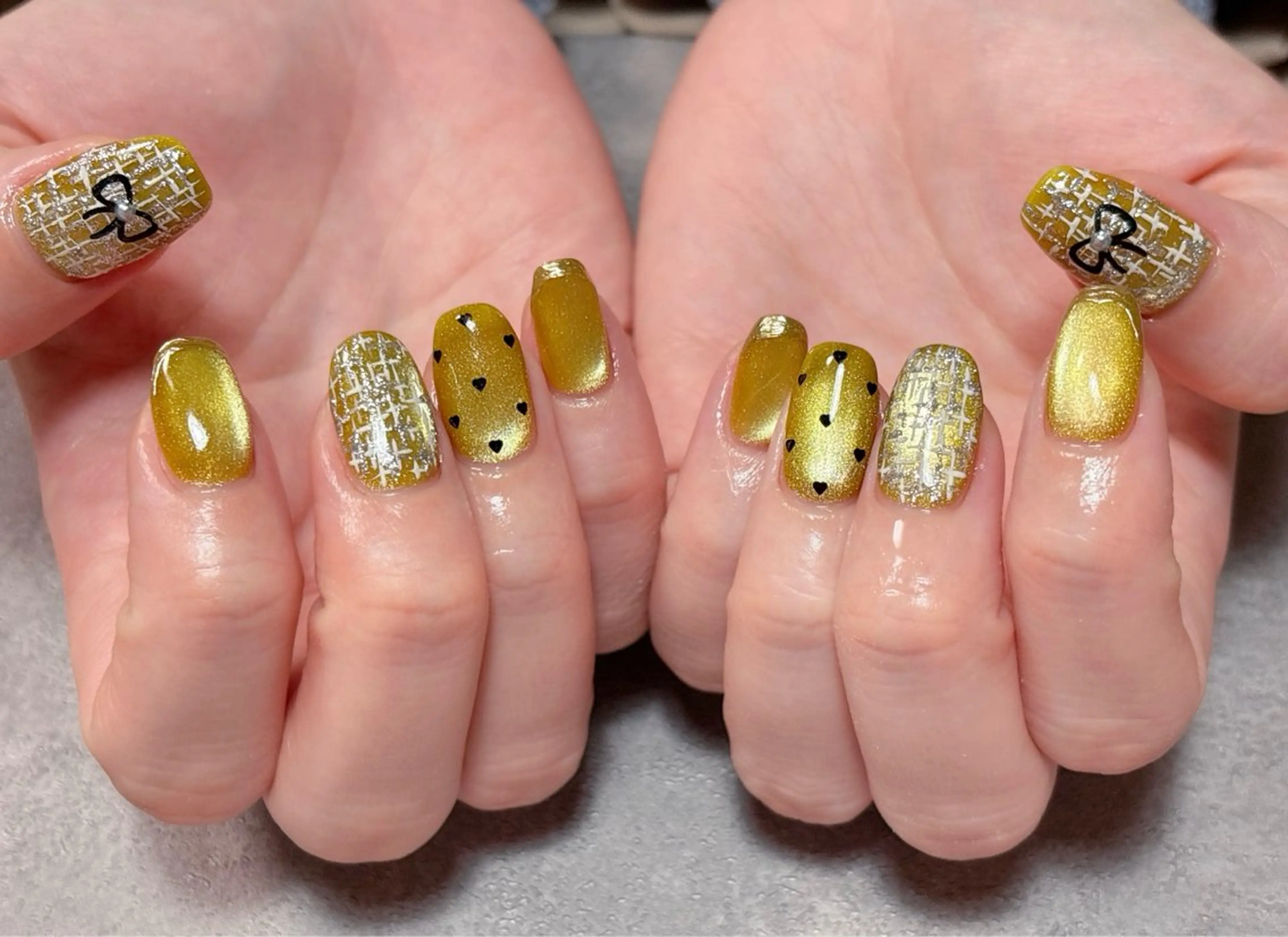 ネイル アートネイル ジェルネイル グリーン ハート マグネットネイル ハンドネイル ハンドケア ゆ か_Nails💫のネイルデザイン