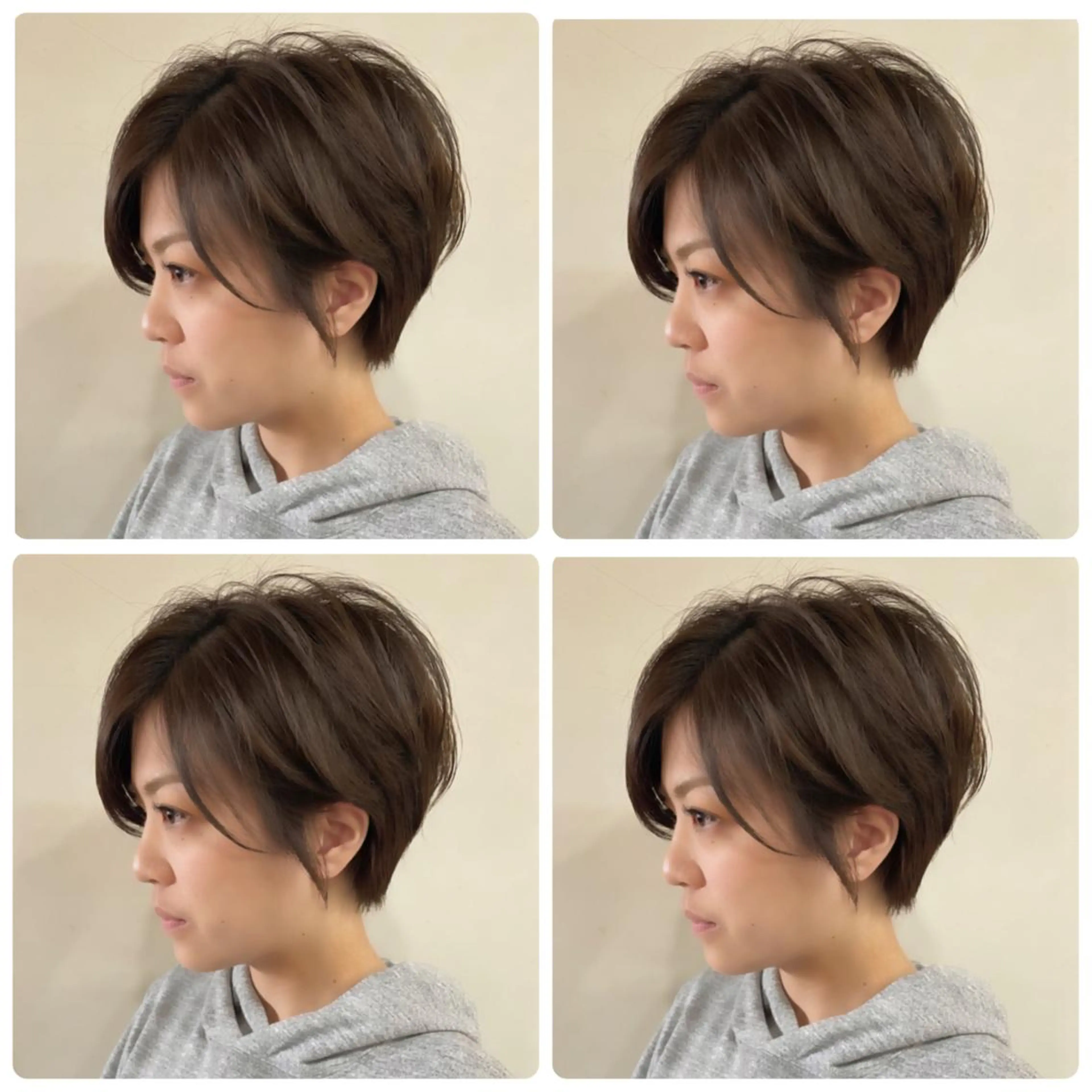 ショート カラー ショートボブ ハンサムショート 丸みショート デザインカラー ハイライトカラー カット ヘアカラー 京都大人女性ショート 徒歩1分/秋山のヘアスタイル