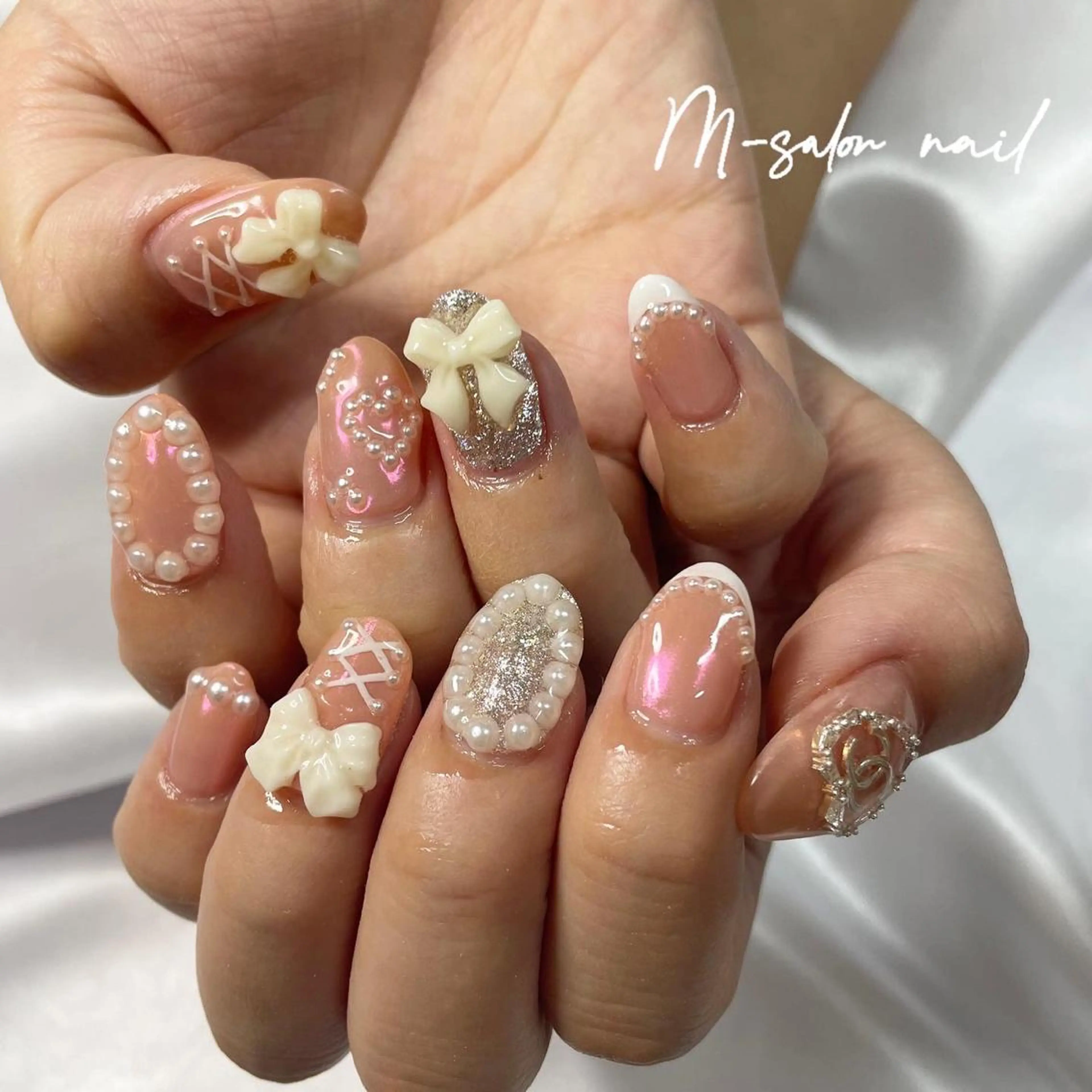 ネイル ガーリー ハンドネイル 韓国/網紅/パーツ M-salonのネイルデザイン