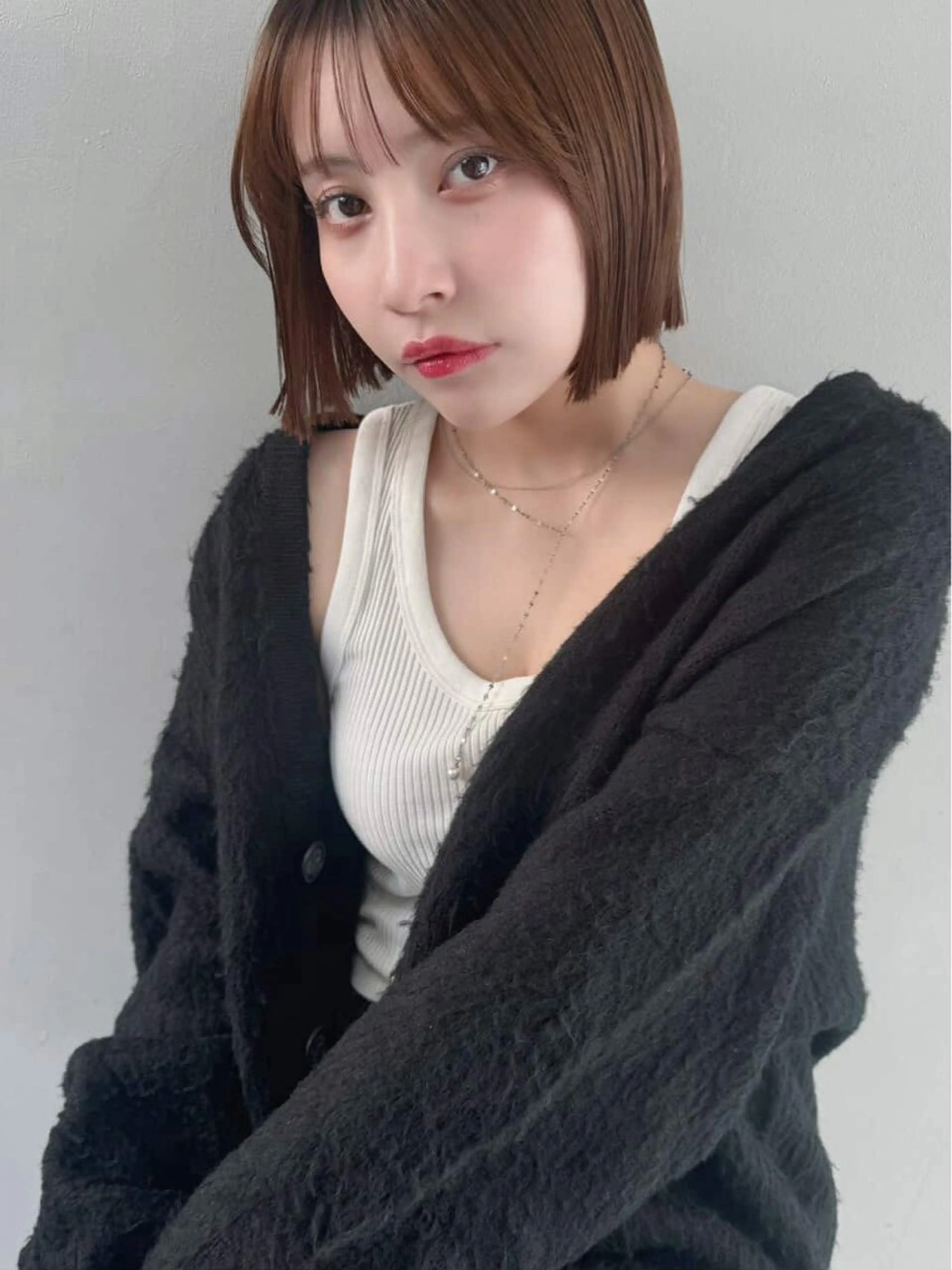 ミディアム ボブ シースルーバング HOODS hair salon所属・透明感カラー🌿ボブ ✨飛田　ケイのヘアスタイル