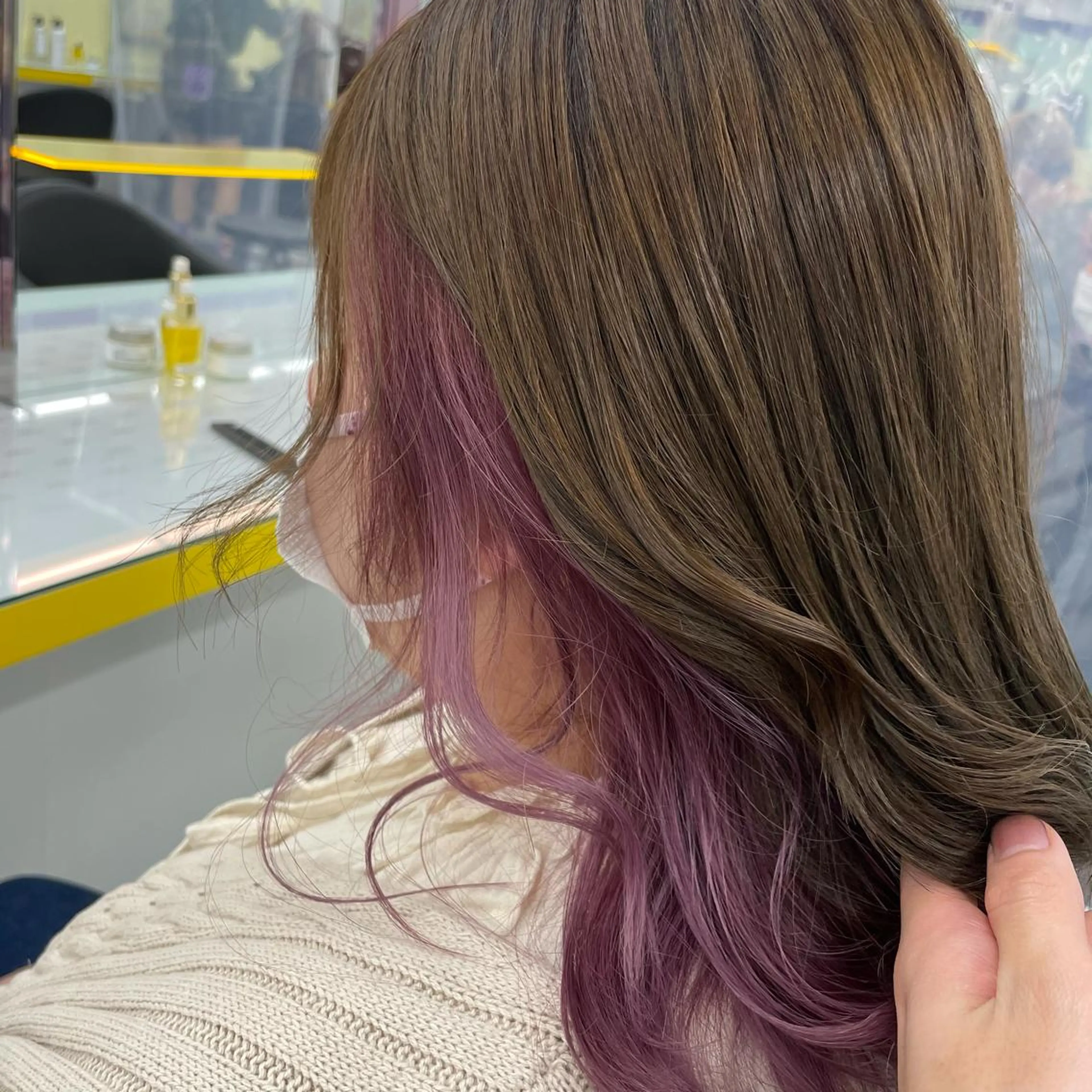 ミディアム カラー ヘアアレンジ ヘアカラー トリートメント ヘアセット ☁️縮毛矯正✖️ 透明感☁️りくのヘアスタイル