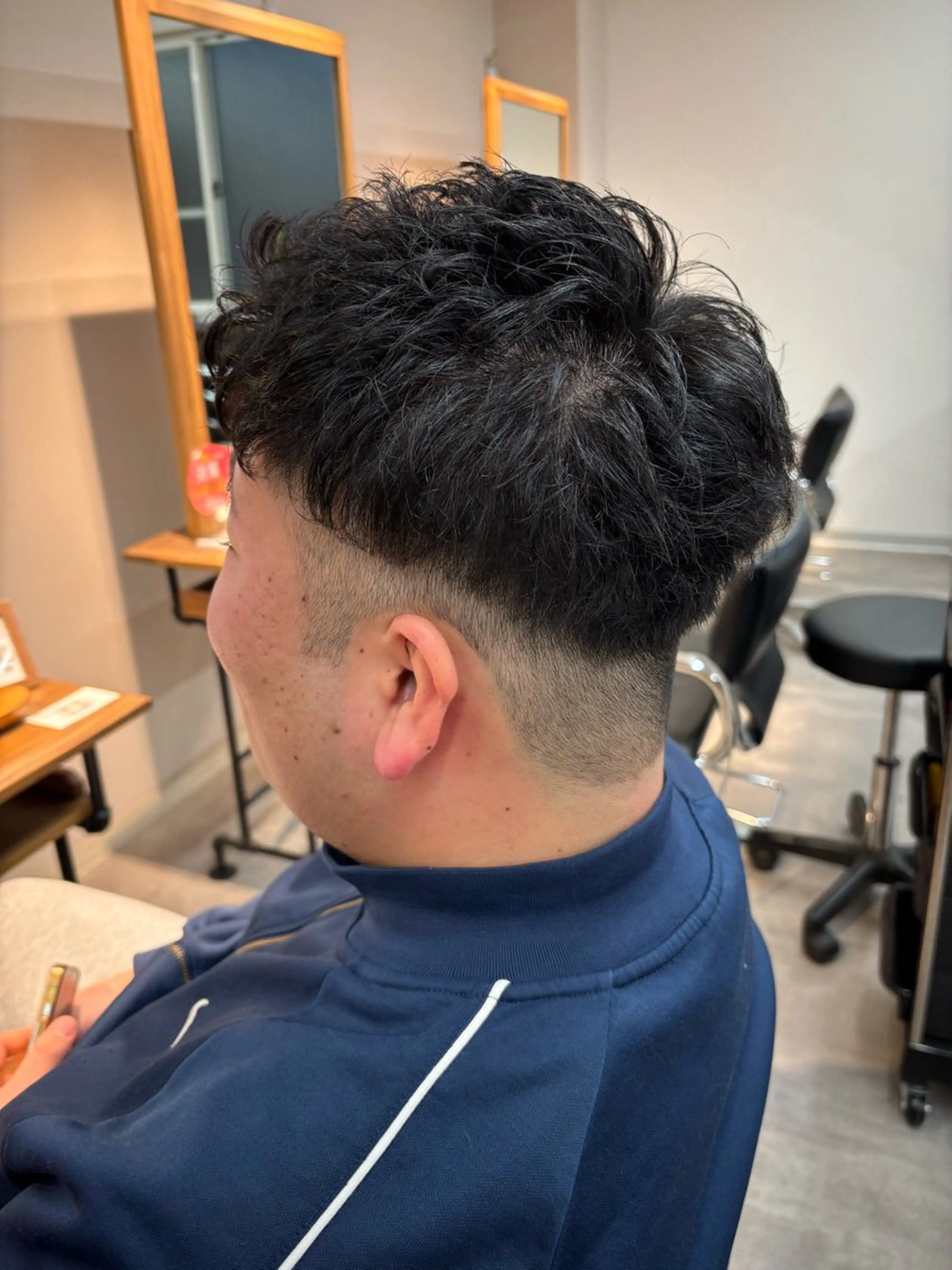 メンズ メンズショート ツーブロック カット フェザーパーマ/韓国 /メンズカット/保立のヘアスタイル