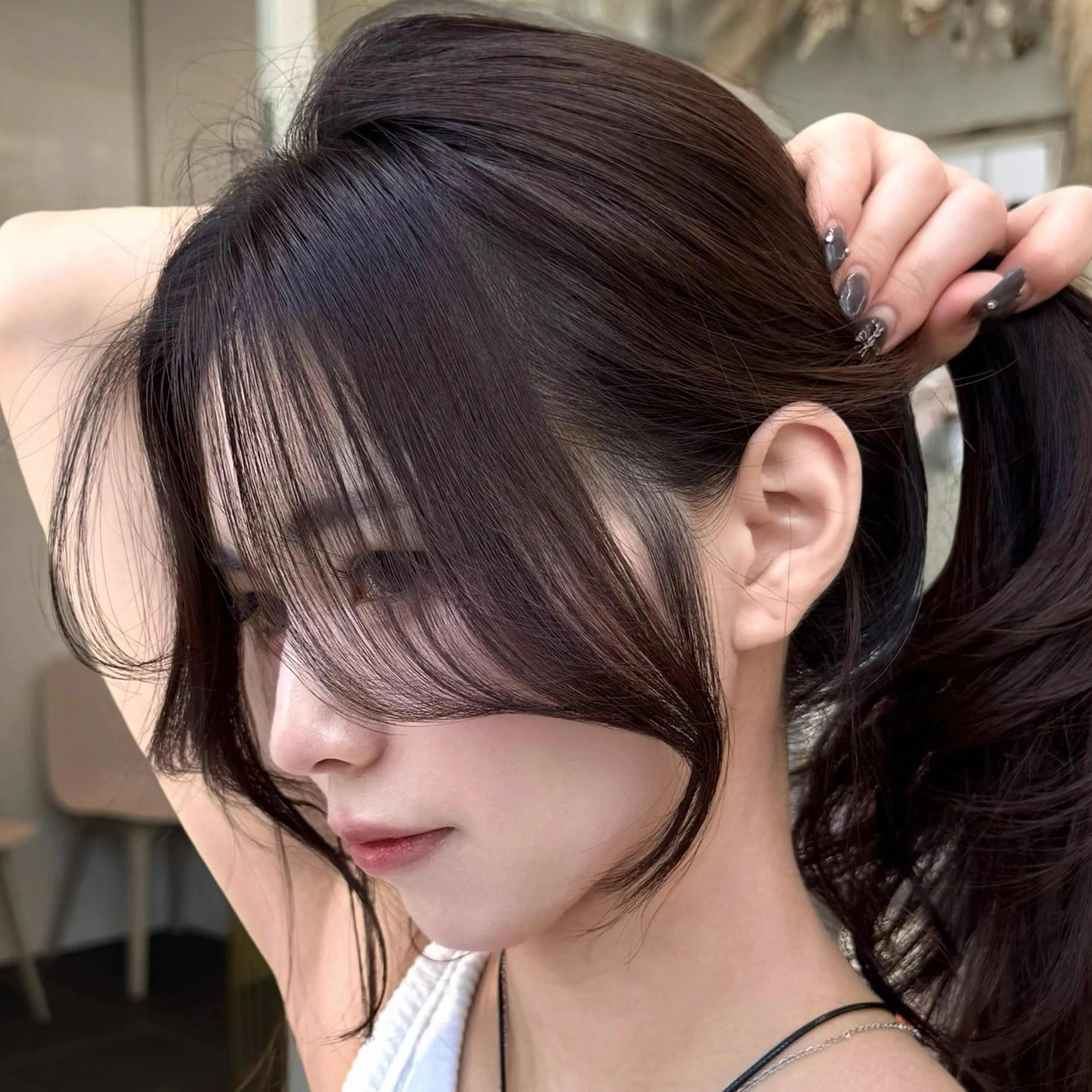 ロング カラー 顔周りカット セジュン 韓国レイヤー/顔周りのヘアスタイル