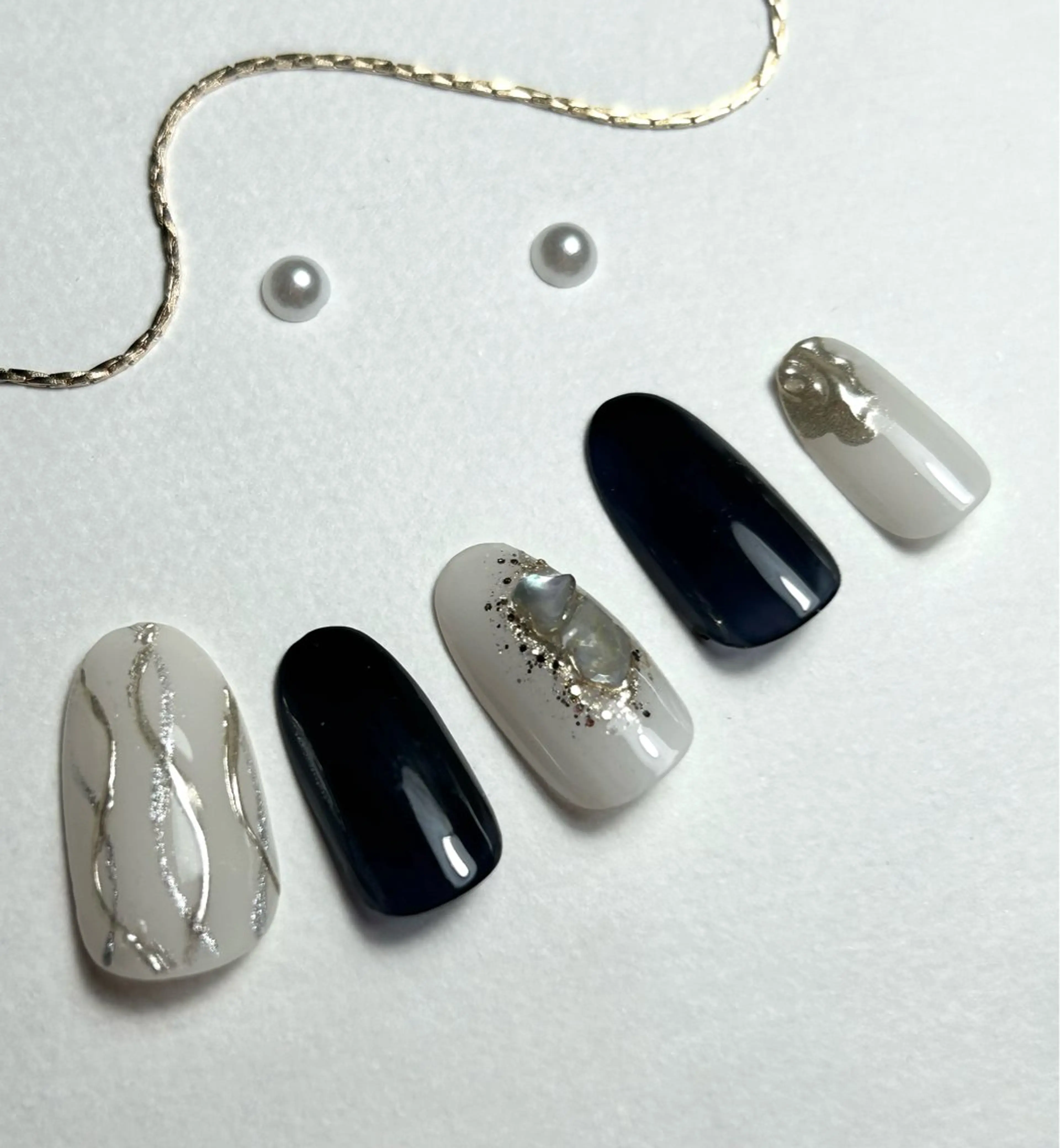 ネイル ネイビー 春ネイル ハンドネイル le_rire _nailのネイルデザイン