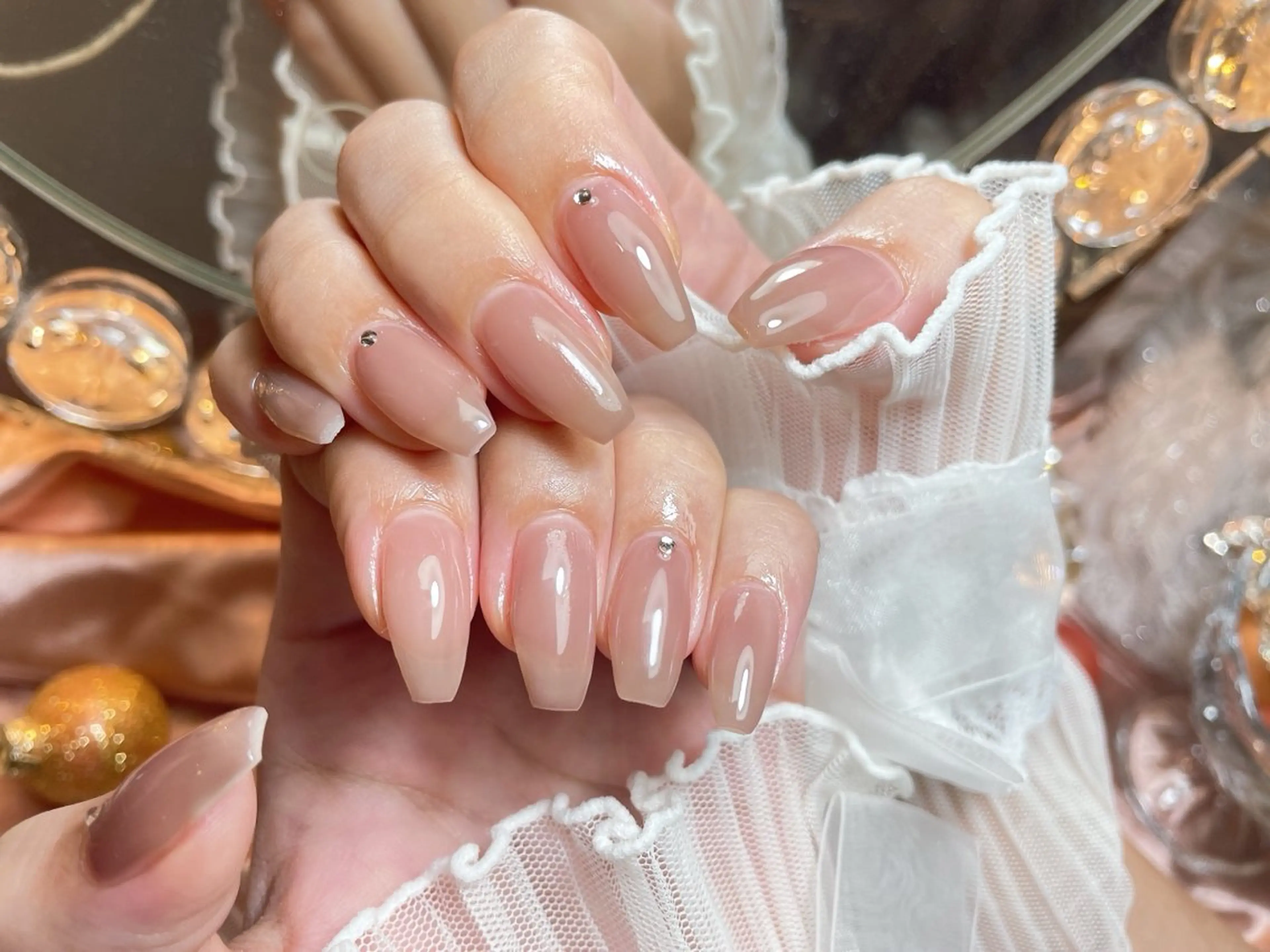 ネイル 23時まで❤︎韓国、 ワンホンネイルのネイルデザイン